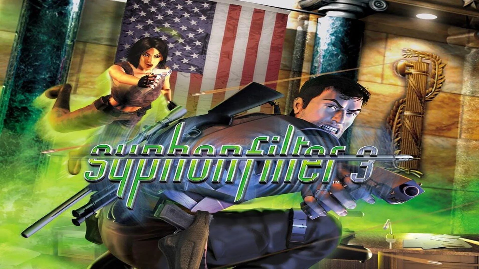 Ảnh bìa hộp gốc của game Syphon Filter 3 trên PlayStation 1, phiên bản bị thu hồi và cực kỳ hiếm