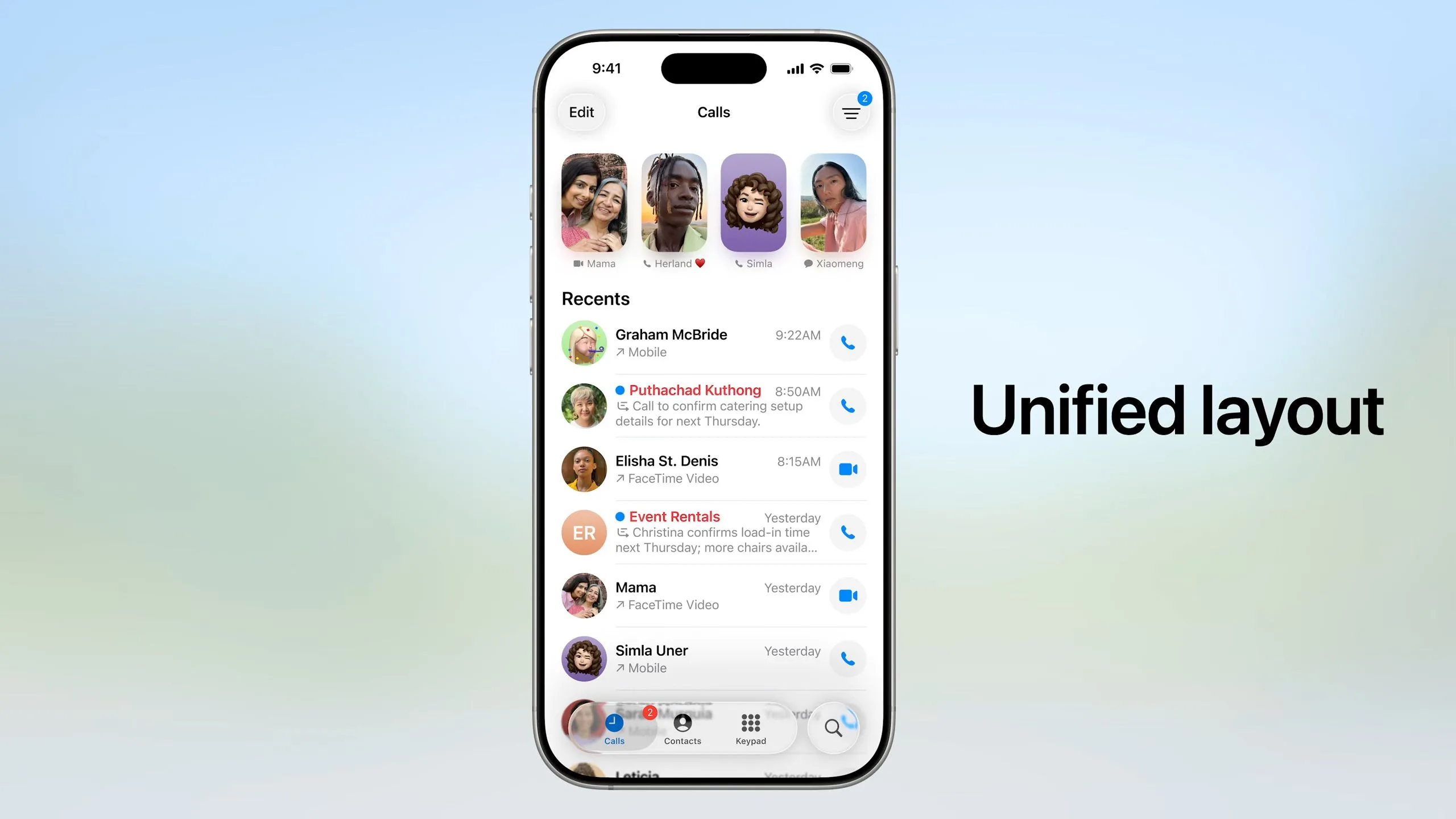 Giao diện ứng dụng Điện thoại mới trên iOS 26
