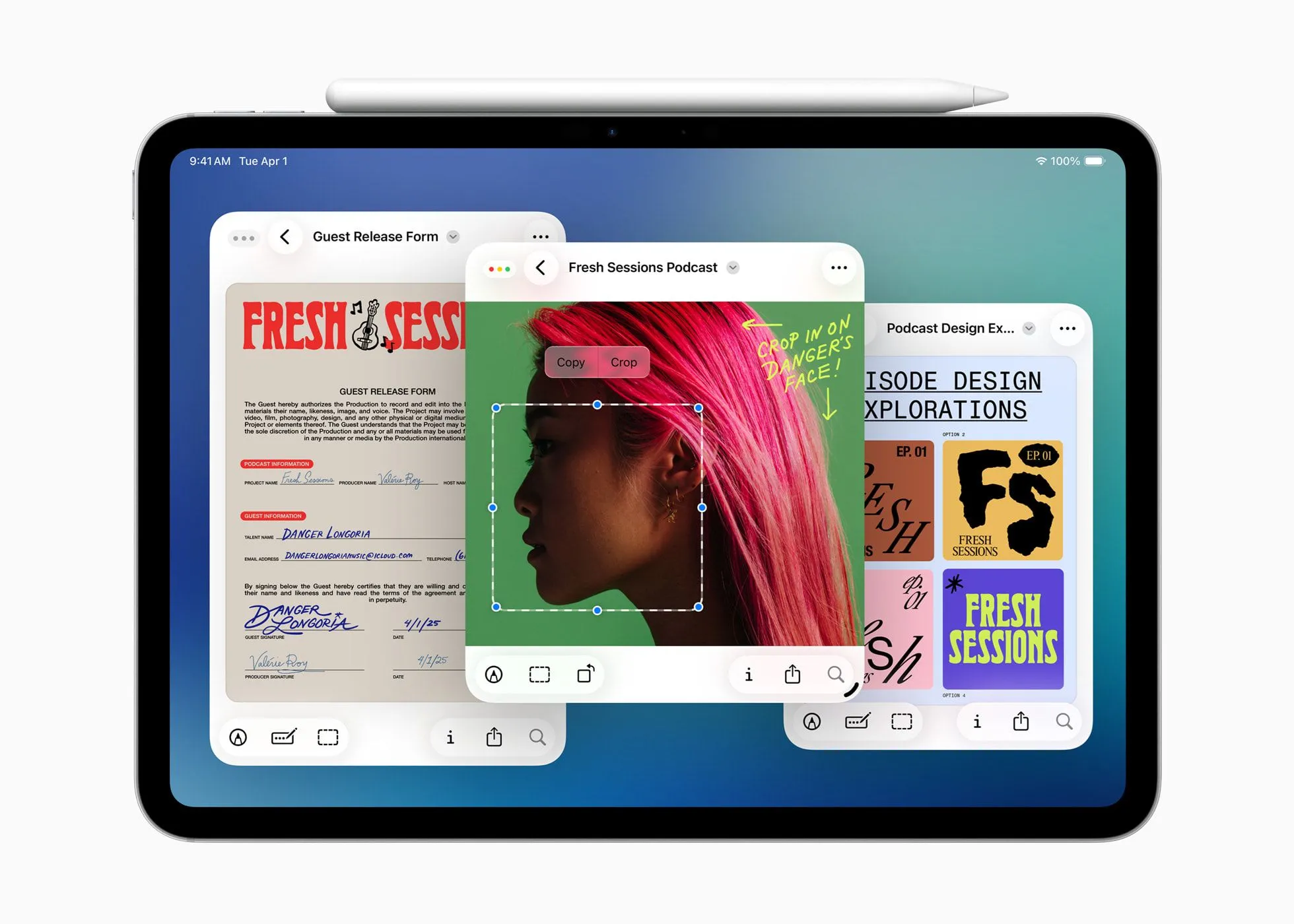 Giao diện ứng dụng Preview trên iPadOS 26 với các công cụ đánh dấu, minh họa khả năng ký tài liệu trực tiếp trên iPad