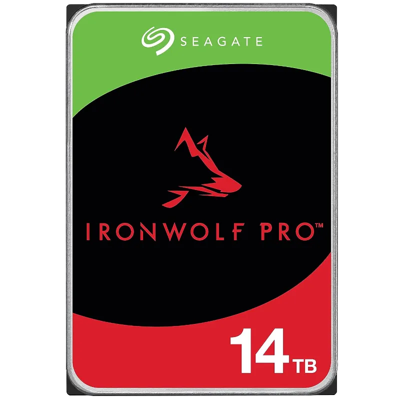 Hình ảnh ổ cứng Seagate IronWolf Pro 14TB, dòng ổ cứng chuyên dụng cho hệ thống NAS với độ bền và hiệu suất cao.