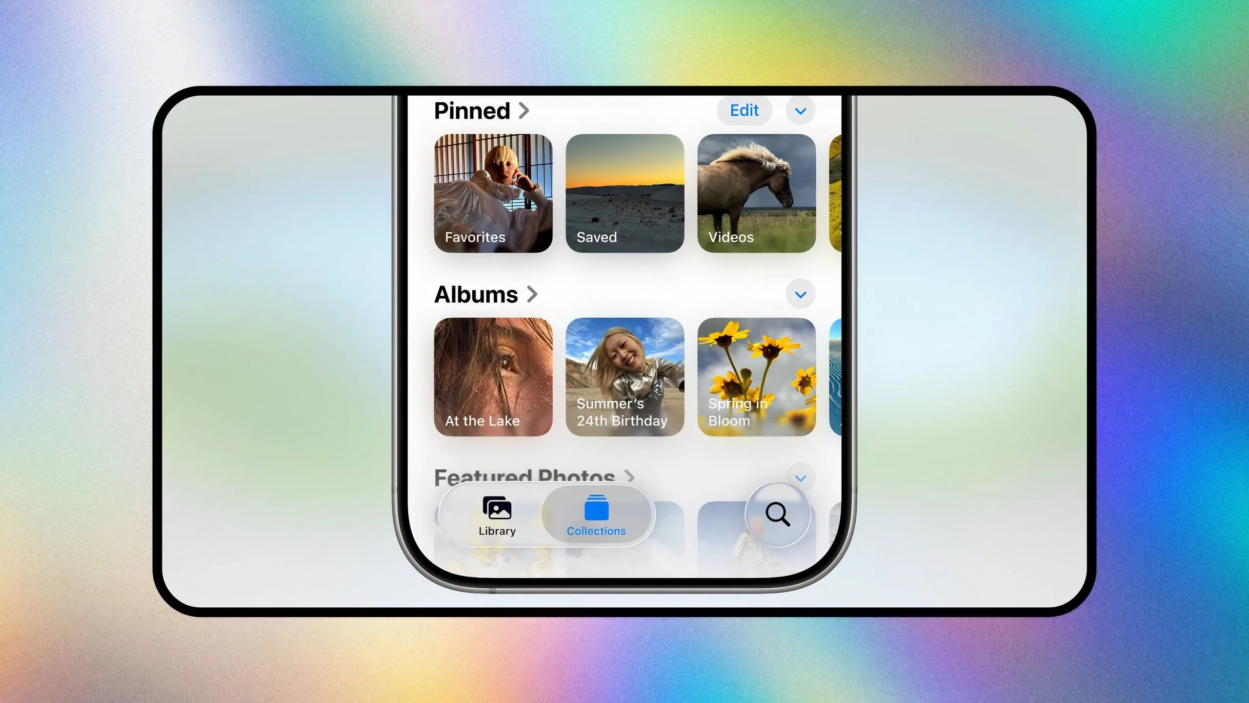 Ứng dụng Ảnh trên iOS 26 với tab Bộ sưu tập quen thuộc được đưa trở lại