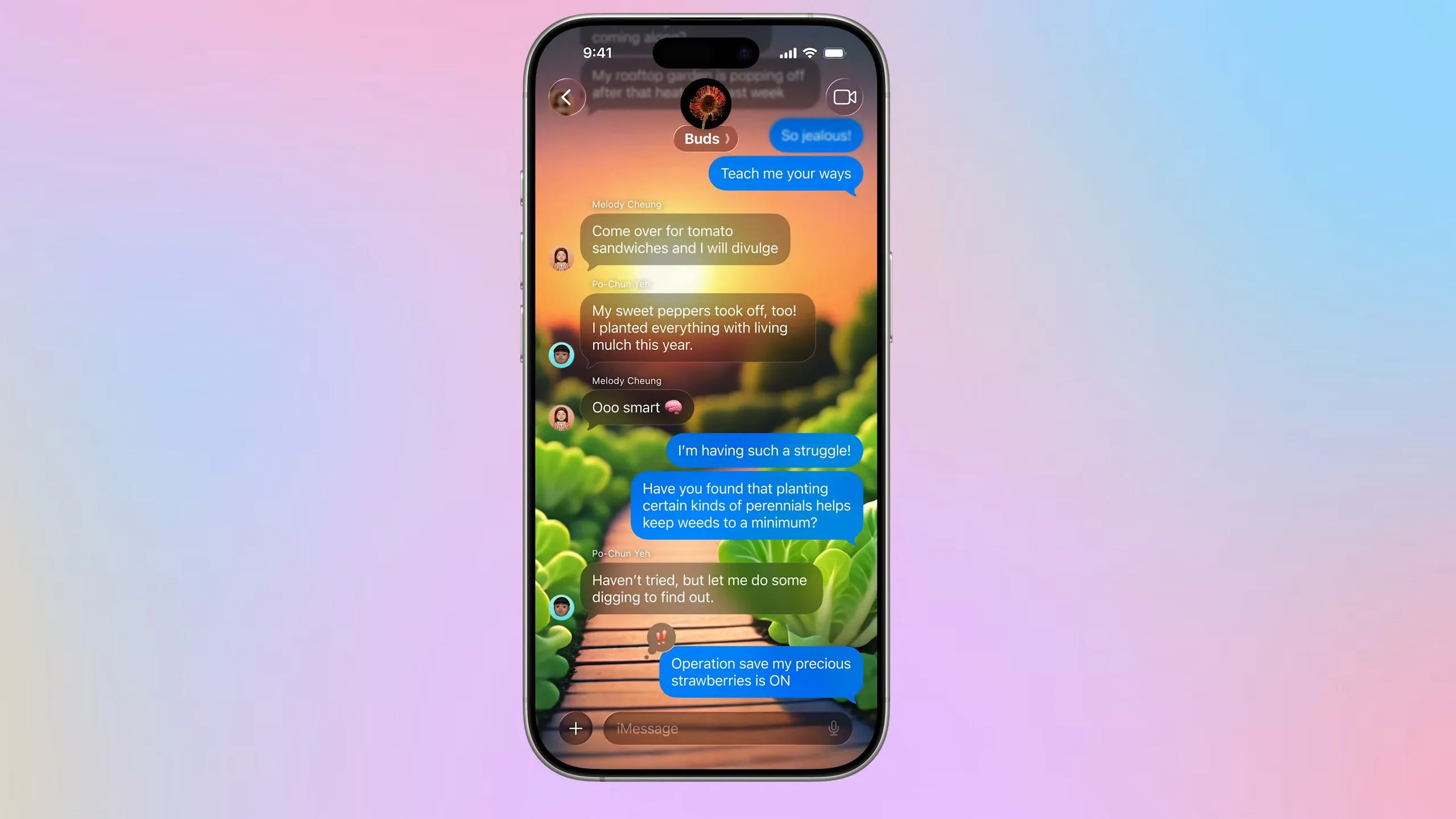 Ví dụ về tính năng thăm dò ý kiến (poll) trong nhóm chat trên iOS 26 Messages
