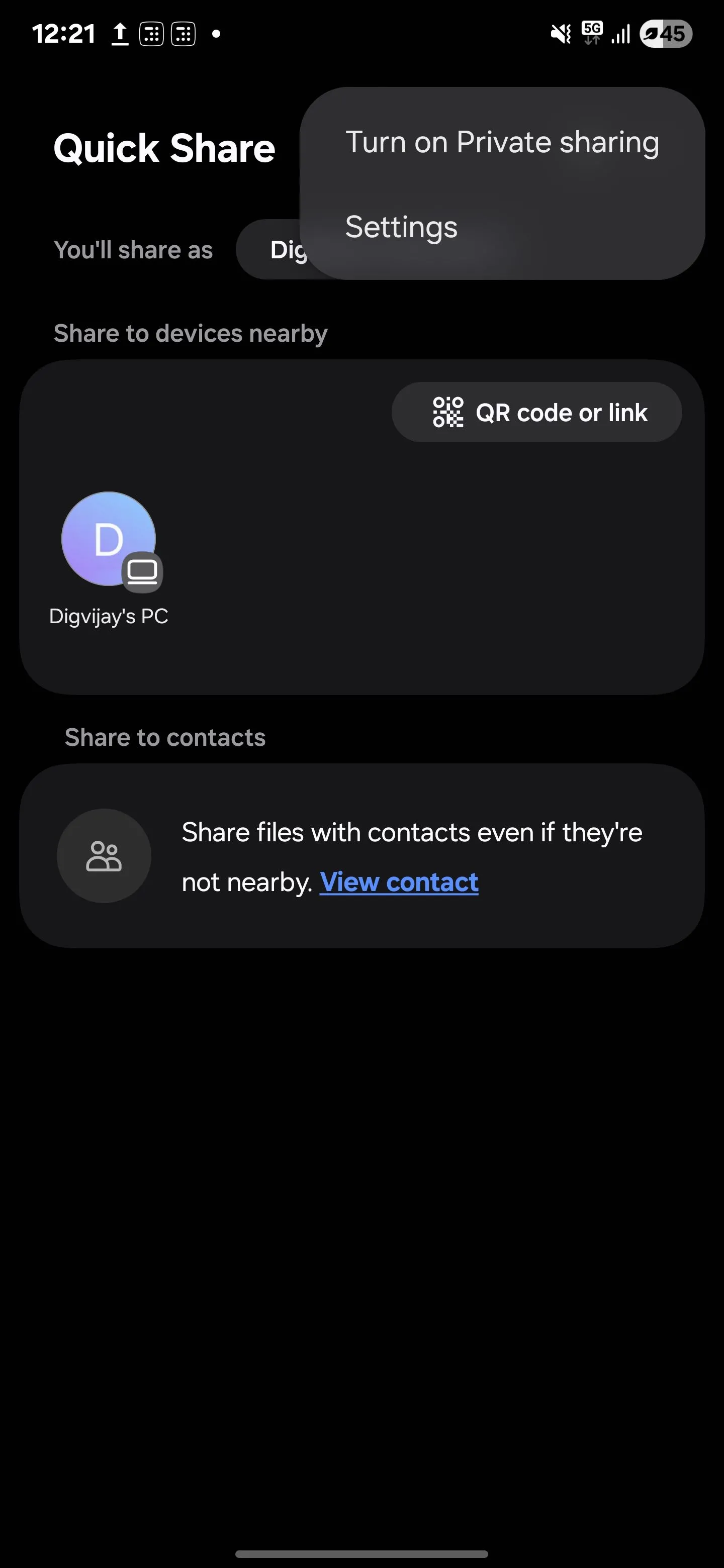 Các bước bật tính năng Private Sharing trong Quick Share trên điện thoại Samsung, tăng cường bảo mật khi chia sẻ.