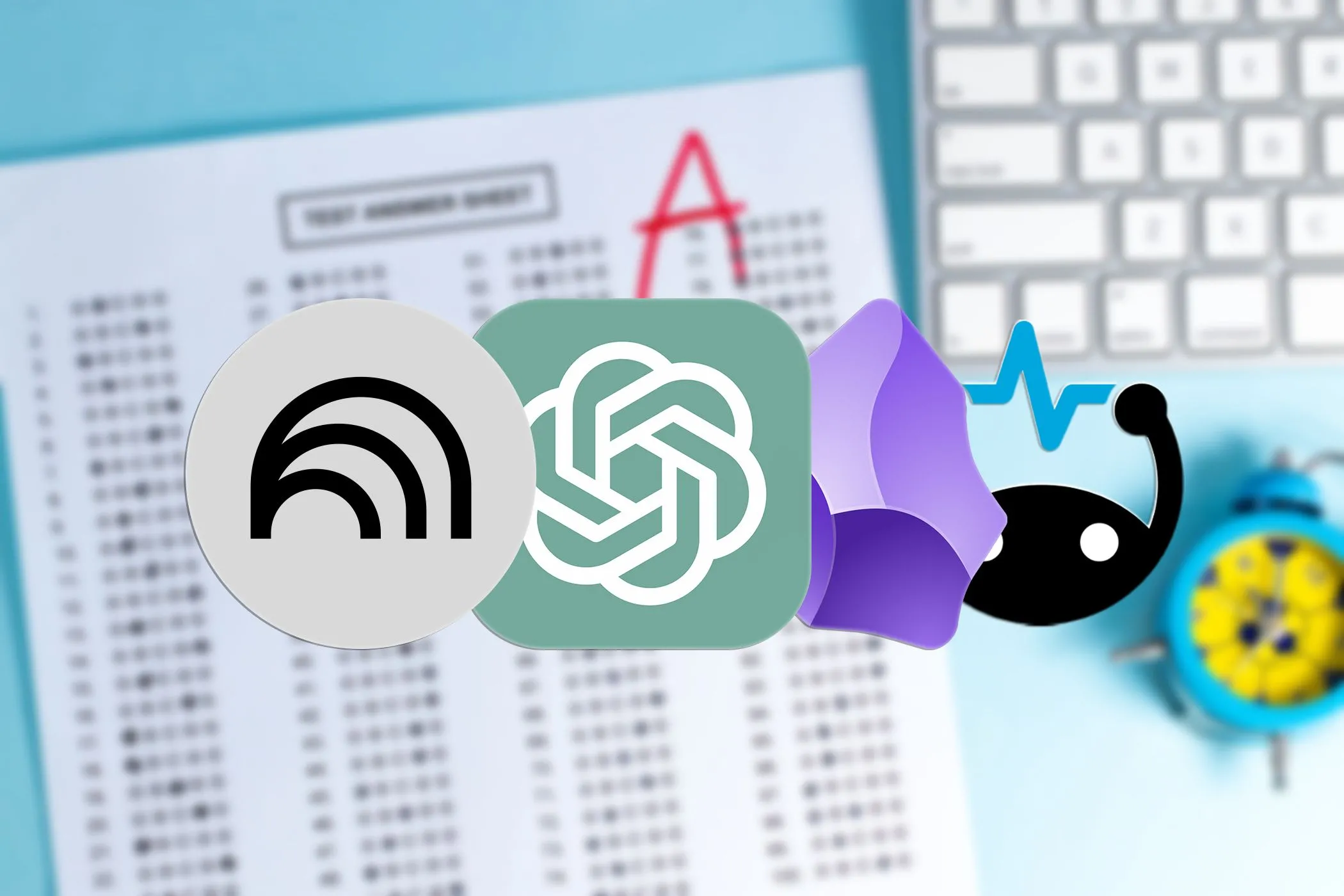 Các logo của ChatGPT, NotebookLM, Obsidian và Brainscape tượng trưng cho các công cụ hỗ trợ học tập và ghi chú bằng AI