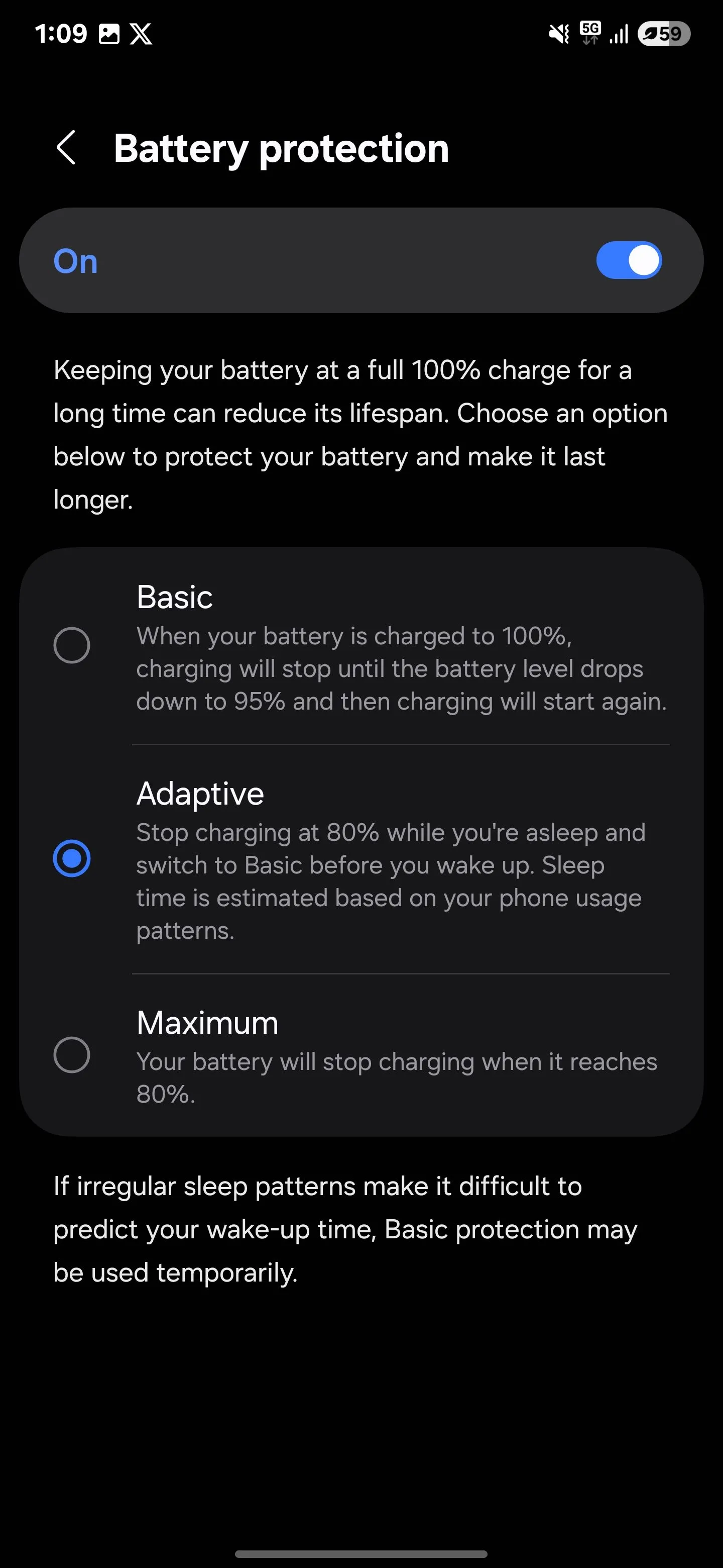 Cài đặt bảo vệ pin ở chế độ Thích ứng (Adaptive) trên Samsung