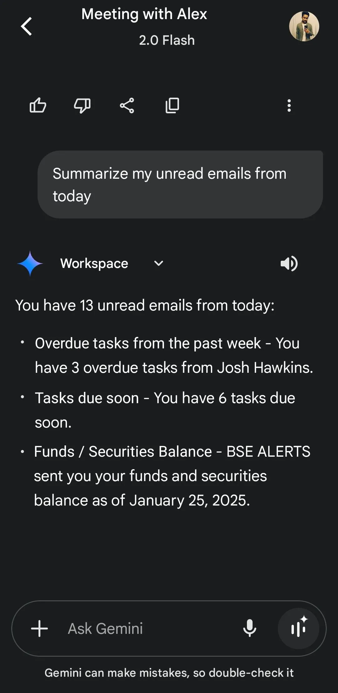 Google Gemini tóm tắt các email chưa đọc từ Gmail giúp người dùng