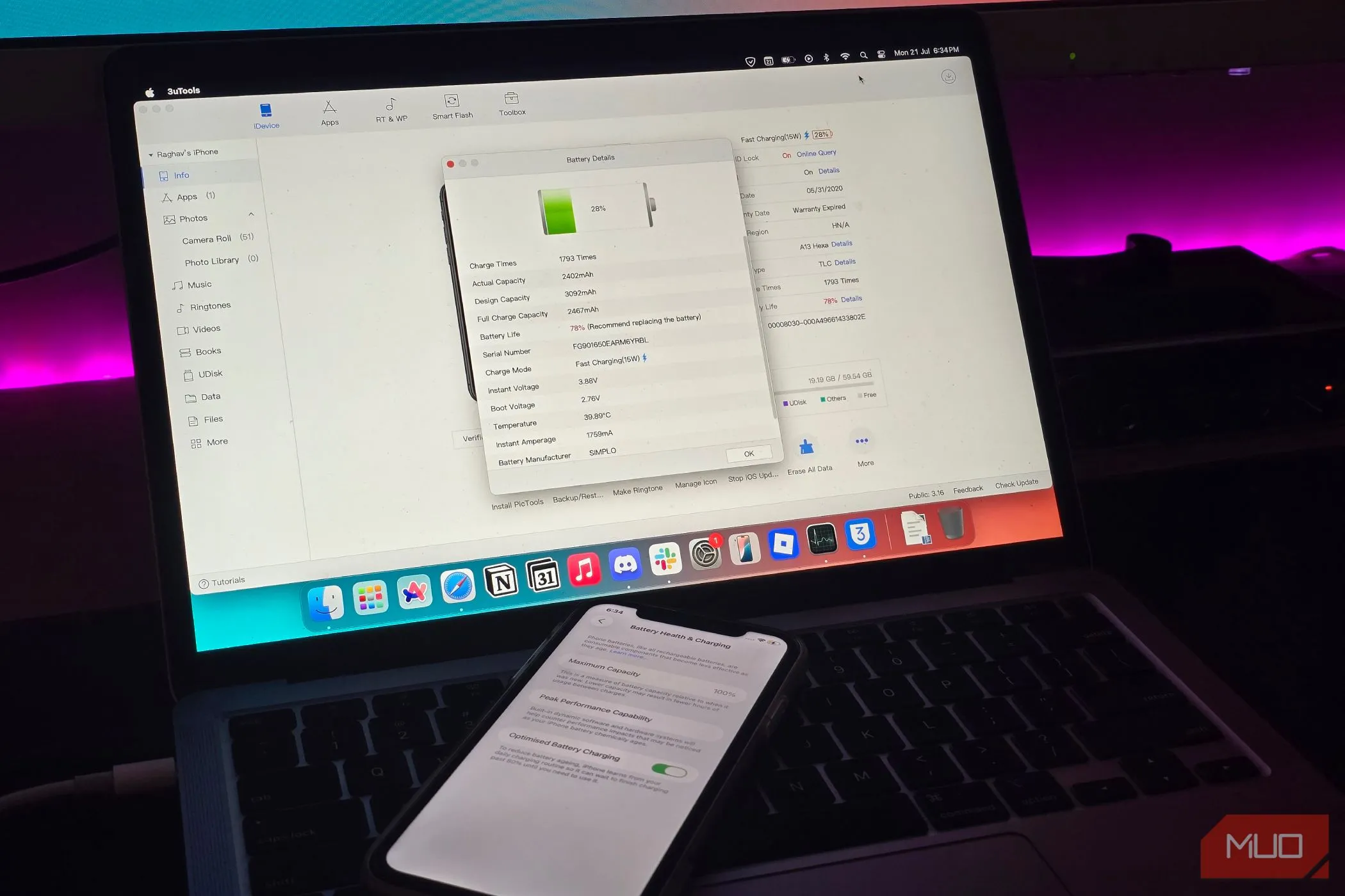 Kiểm tra tình trạng pin iPhone bằng phần mềm 3uTools trên máy tính
