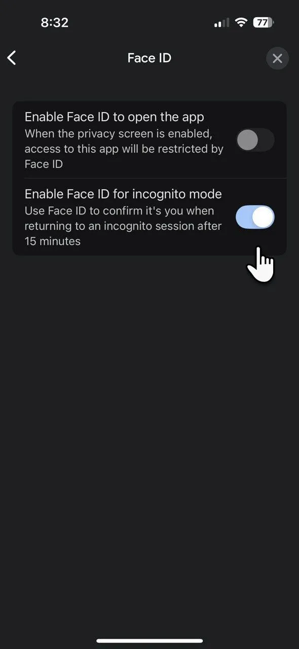 Sử dụng Face ID để bảo mật ứng dụng Google của bạn