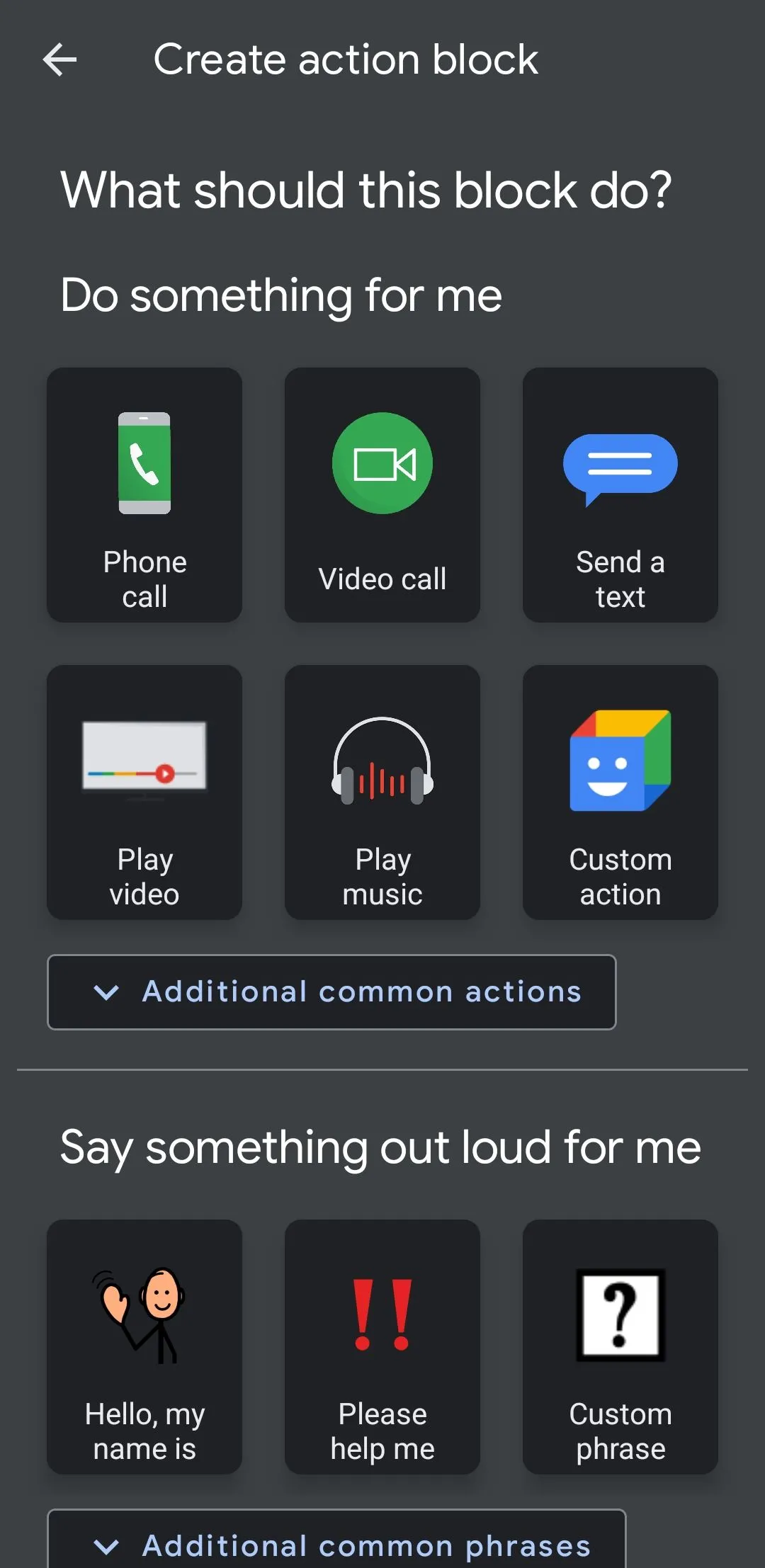Ứng dụng Action Blocks của Google trên Android