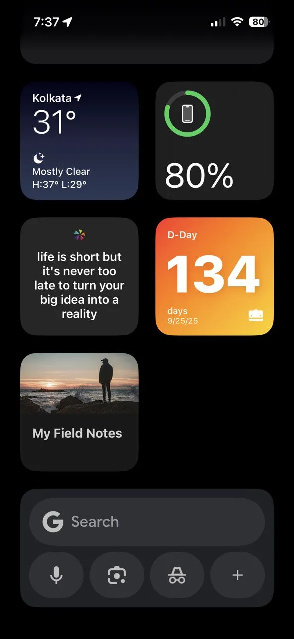 Widget Google trên iOS