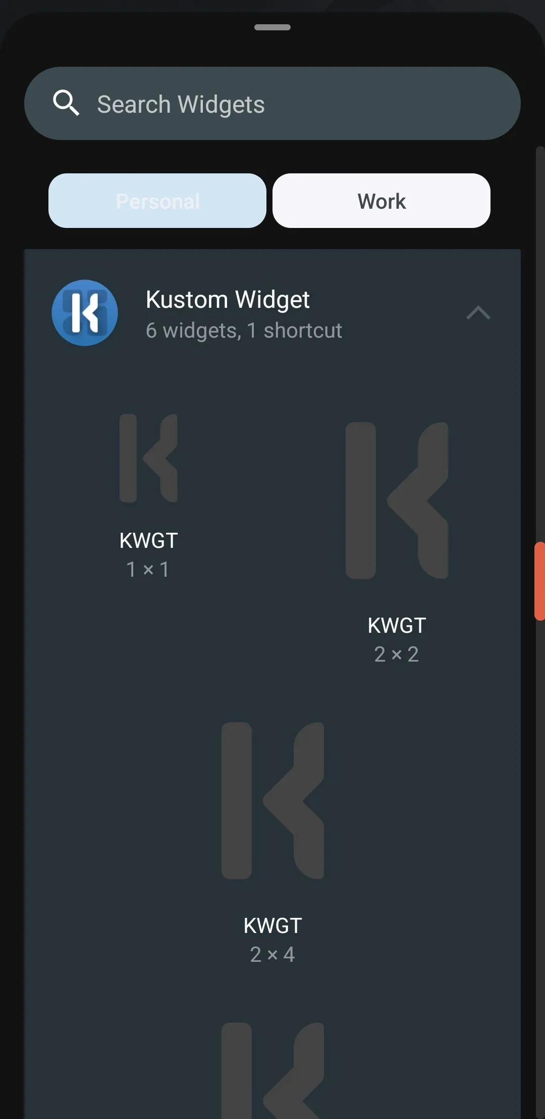 Widget tùy chỉnh tạo bằng KWGT trên Android