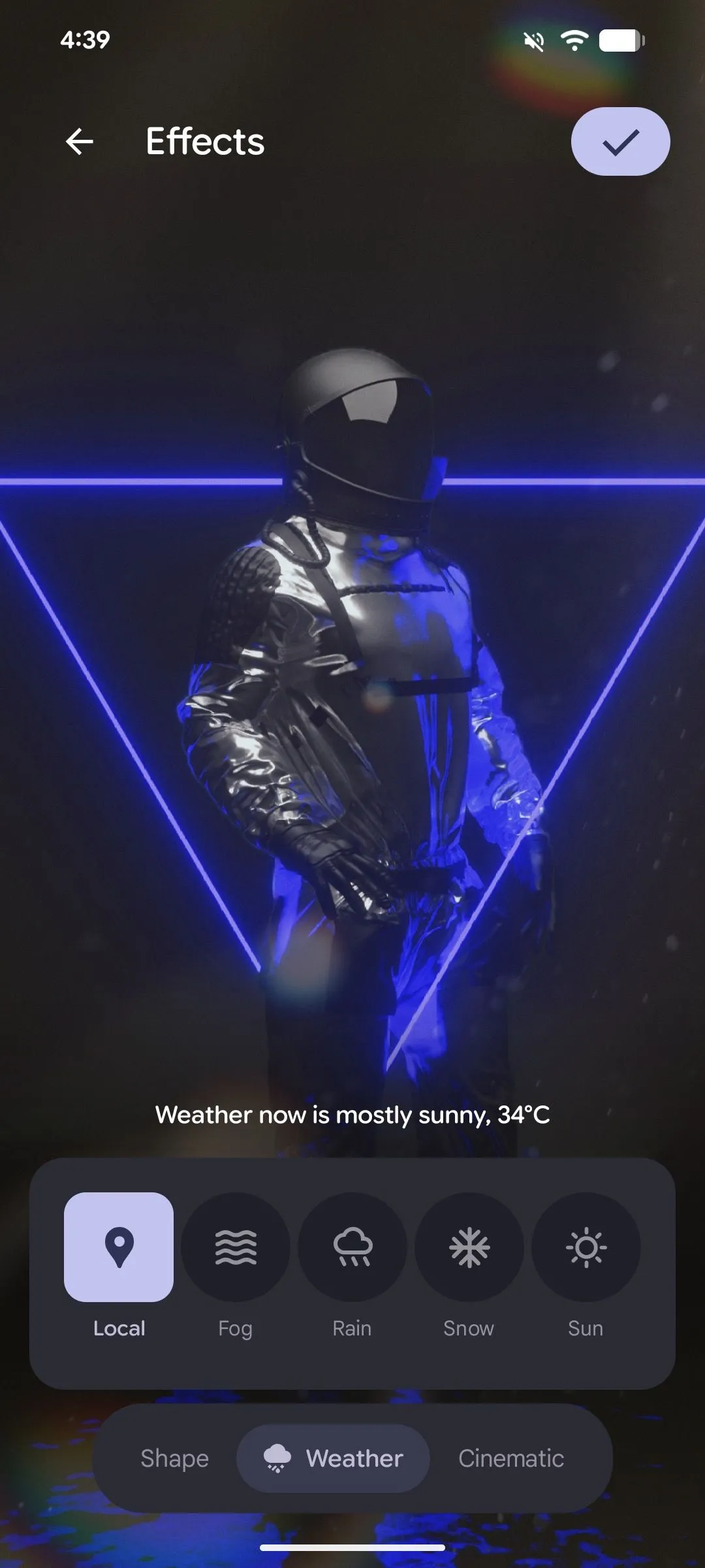 Áp dụng hiệu ứng thời tiết địa phương (Local Weather Effect) cho hình nền trên Android 16.