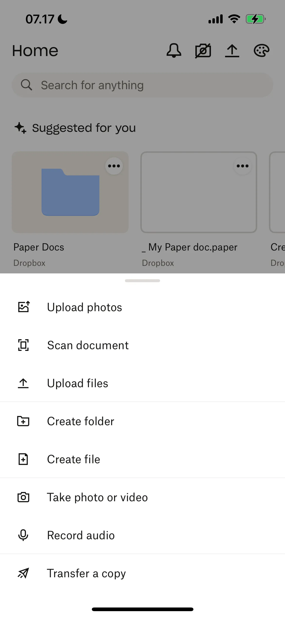 Cách tạo tệp ghi chú hoặc tài liệu mới trong ứng dụng Dropbox