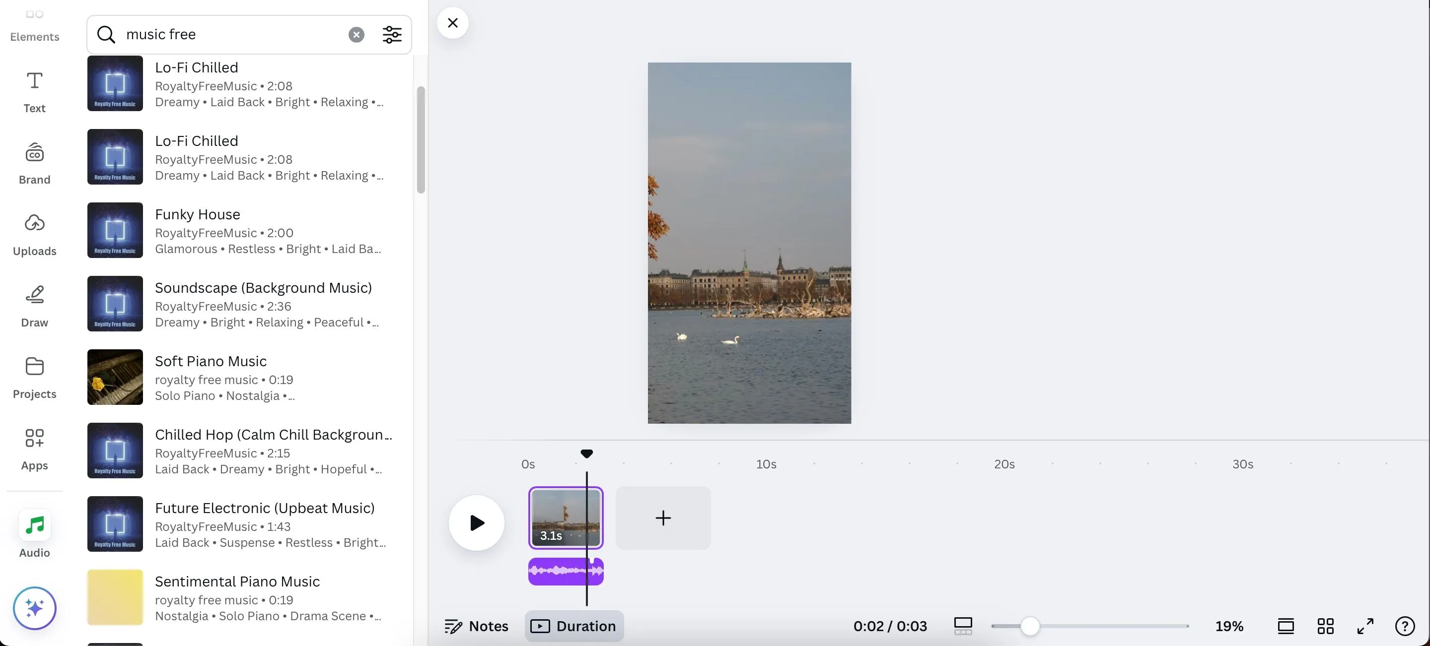 Cách thêm nhạc vào video trên ứng dụng Canva