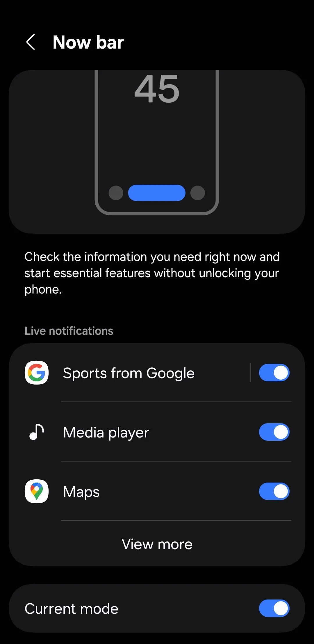 Cài đặt cá nhân hóa Now Bar trong One UI 7 trên Samsung Galaxy