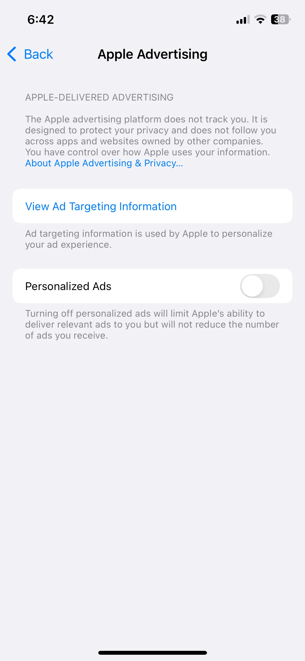 Cài đặt quảng cáo Apple trên ứng dụng Cài đặt của iPhone