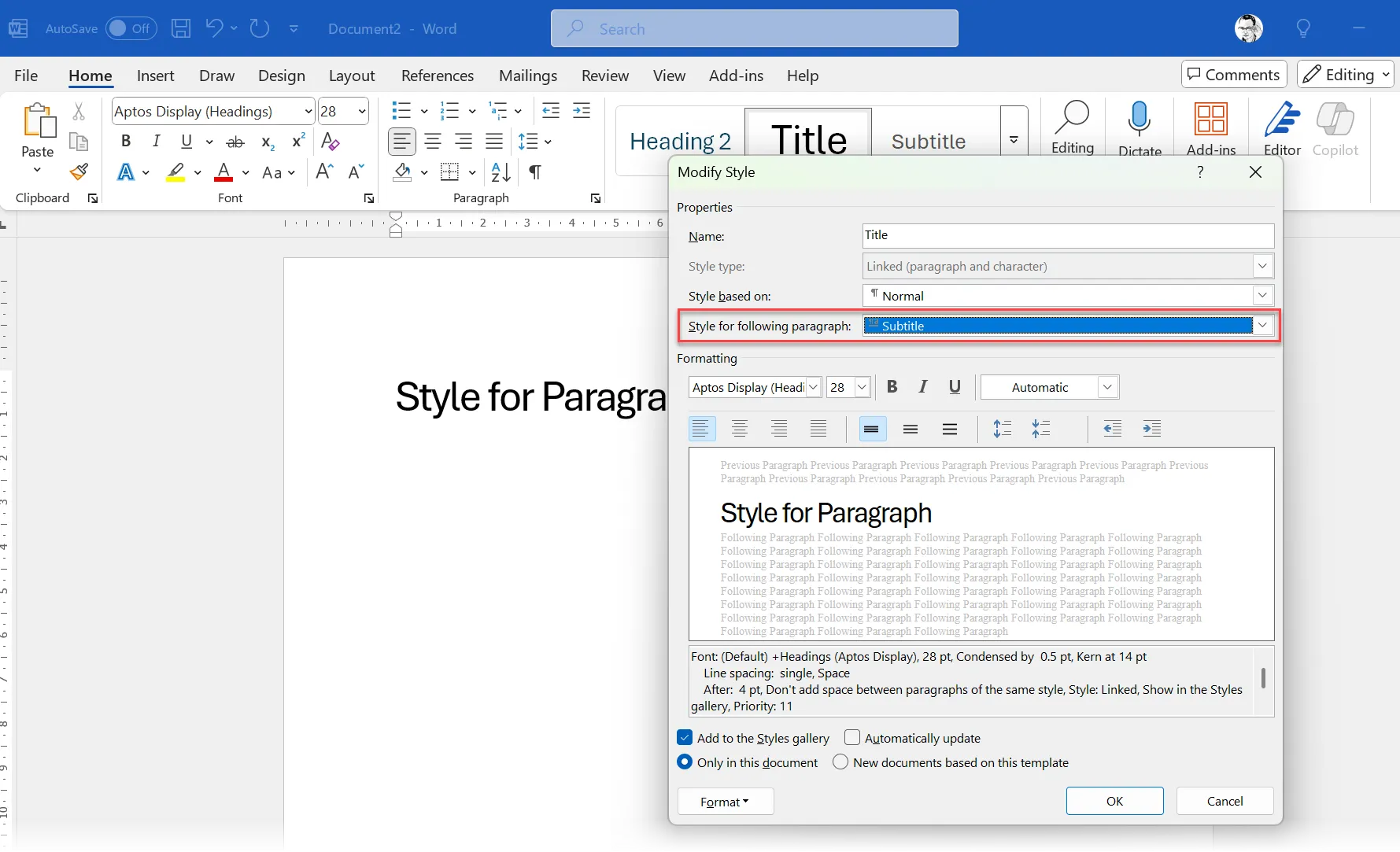 Cài đặt &quot;Style for following paragraph&quot; để tạo chuỗi định dạng tự động trong Word