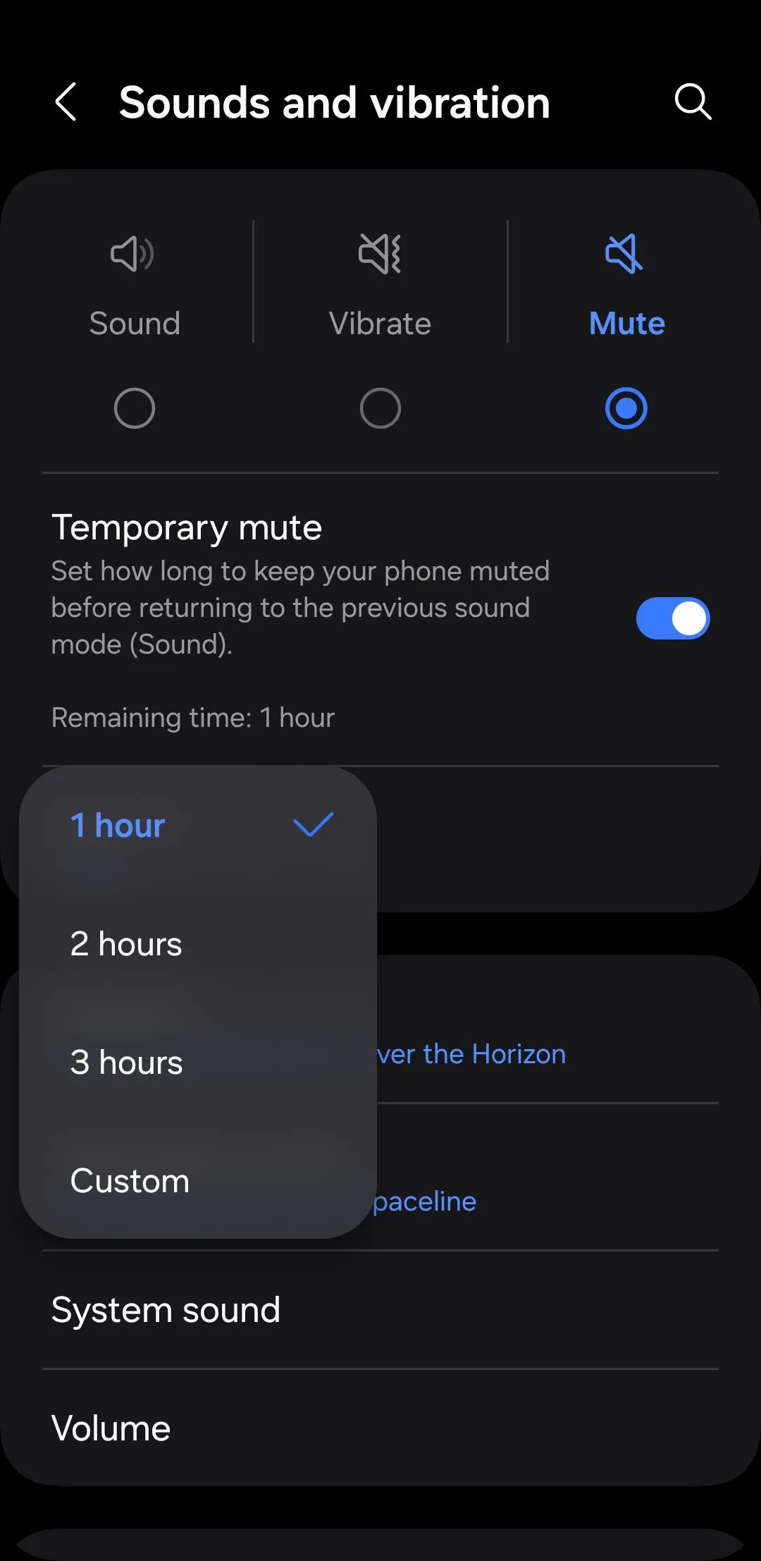 Cài đặt &quot;Tắt tiếng tạm thời&quot; cho phép người dùng Samsung đặt hẹn giờ im lặng cho điện thoại.