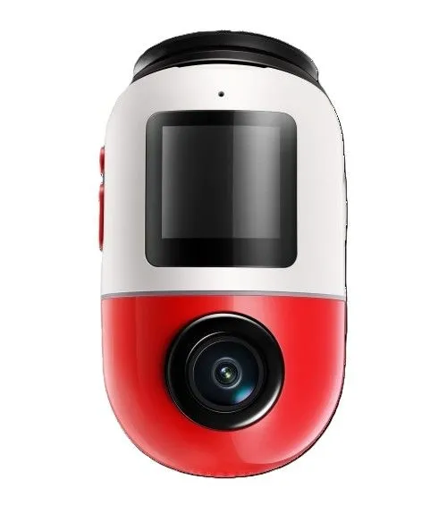 Camera hành trình 70mai Dash Cam 4K Omni với thiết kế hiện đại hai màu đỏ và trắng, nổi bật tính năng xoay 360 độ.
