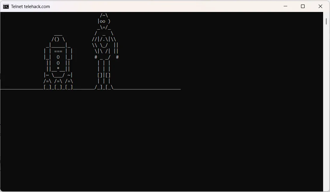 Cảnh xem phim Star Wars phiên bản ASCII trực tiếp trong cửa sổ Command Prompt.