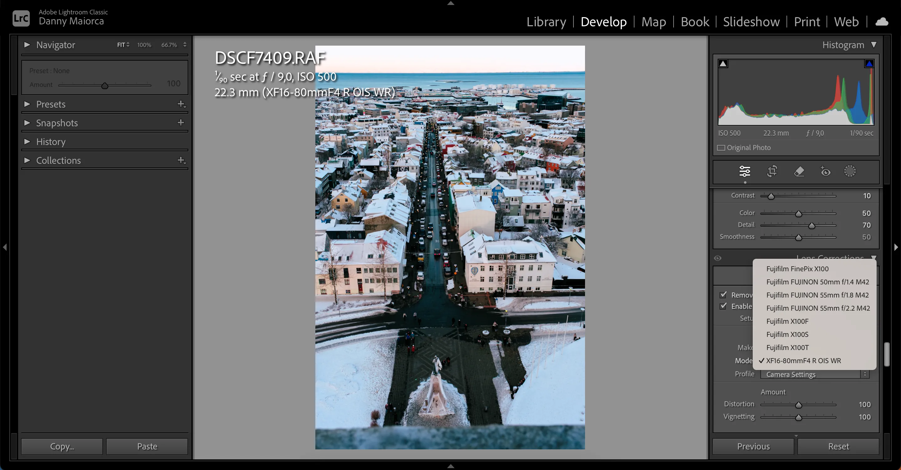 Chỉnh sửa cấu hình ống kính trong Adobe Lightroom trên máy tính