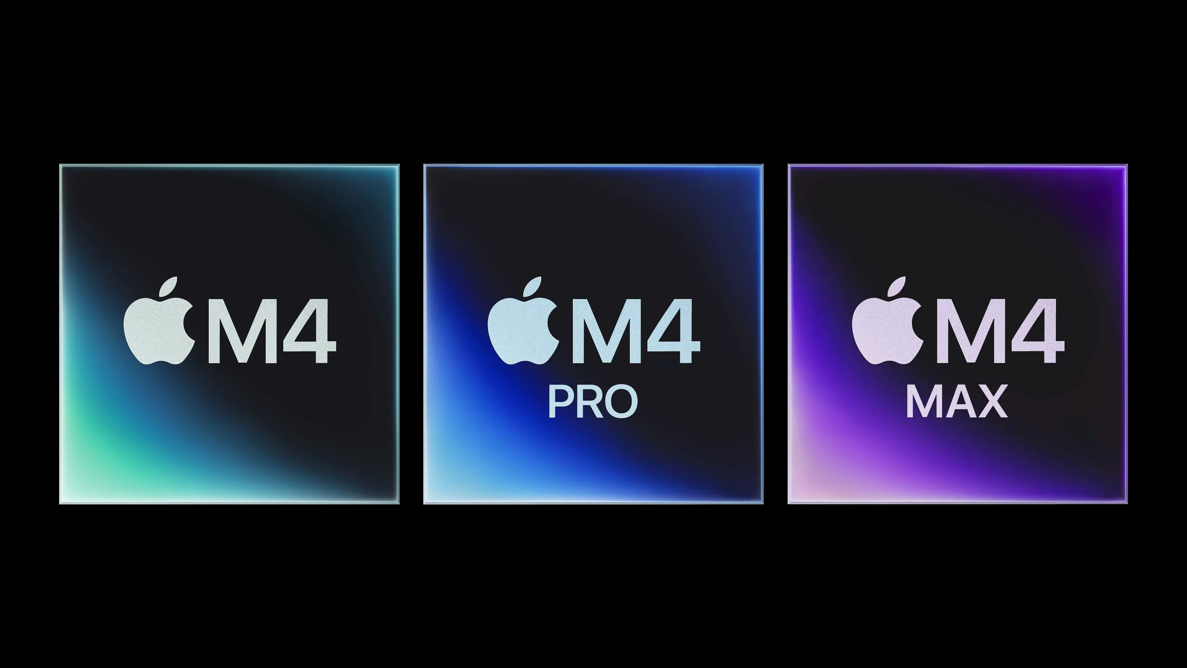 Chip Apple M4, M4 Pro và M4 Max đặt cạnh nhau