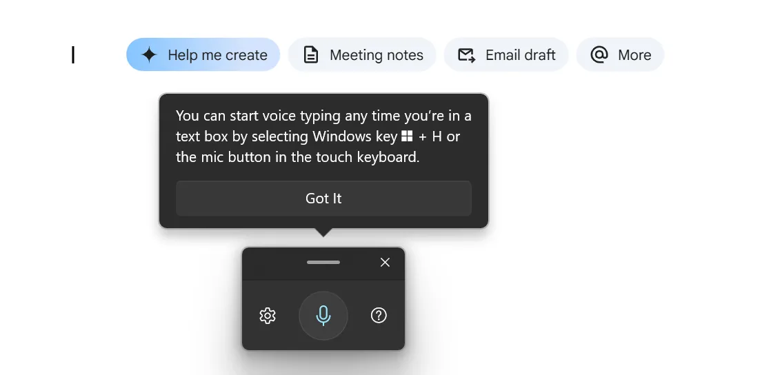 Công cụ gõ bằng giọng nói Windows Voice Typing được kích hoạt trên Google Docs