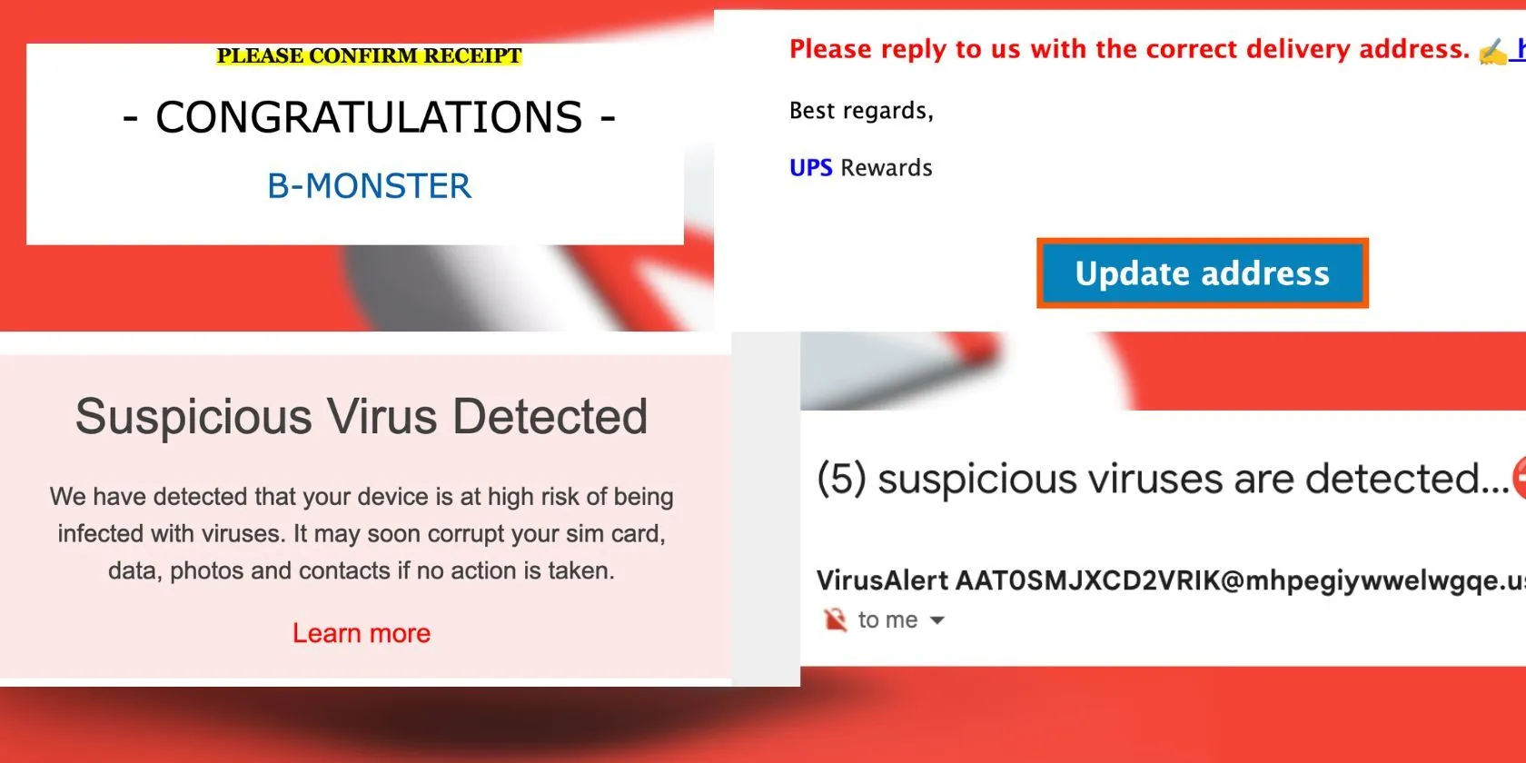 Email lừa đảo và thư rác trên giao diện Gmail, minh họa nguy cơ tấn công phishing