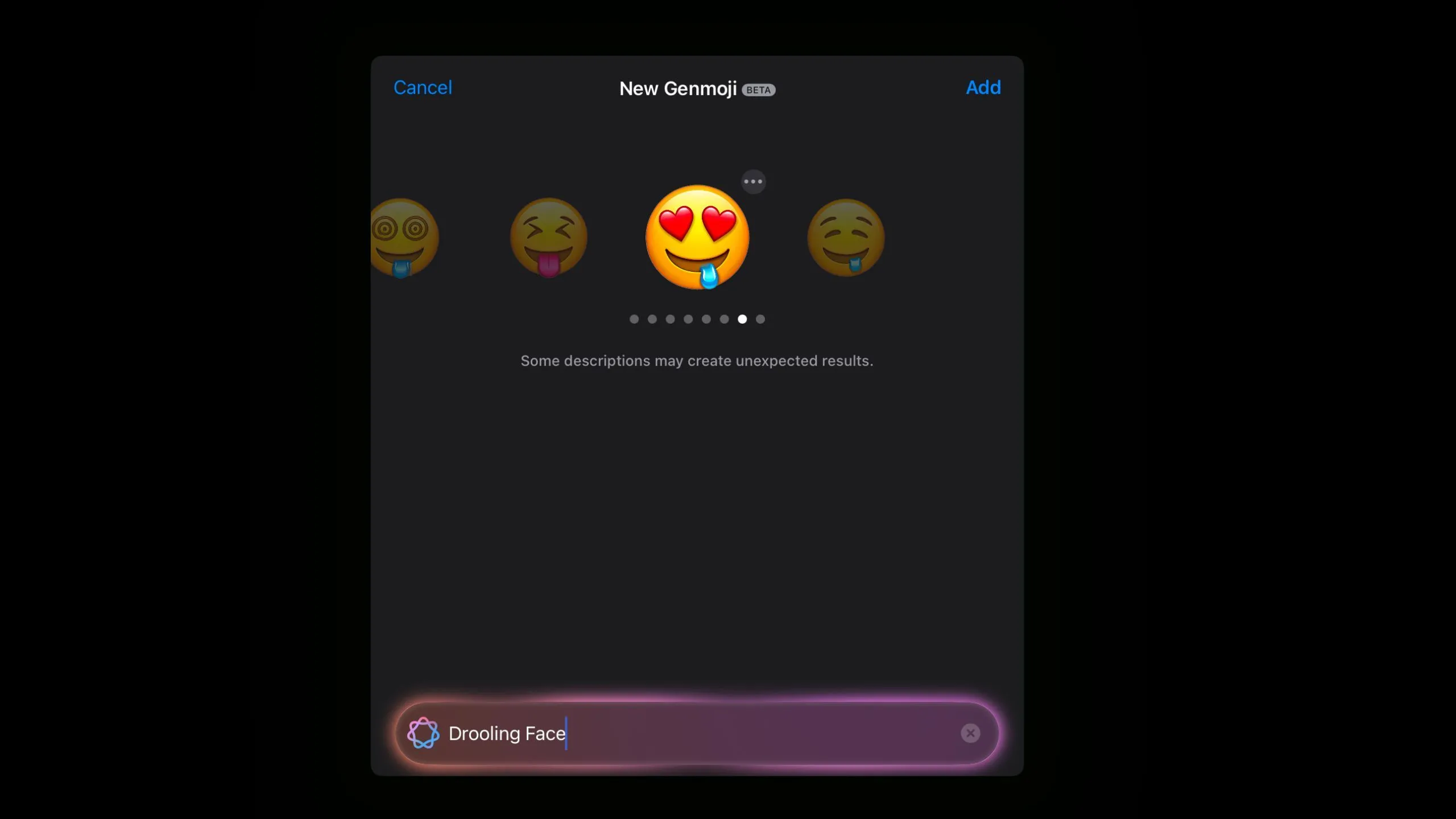 Emoji khuôn mặt chảy nước dãi với đôi mắt trái tim, có chi tiết thừa không mong muốn.