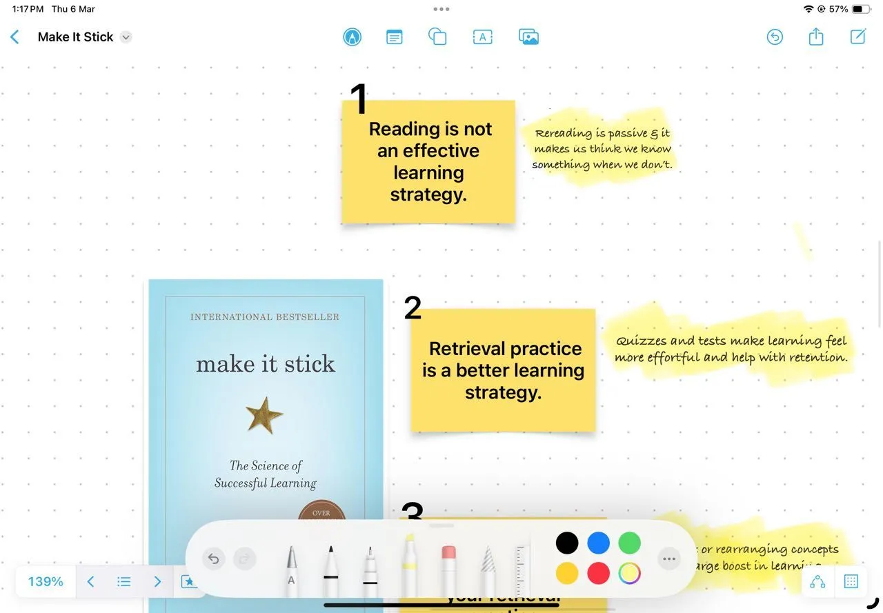 Ghi chú mục lục chương sách bằng Sticky Notes trong Freeform