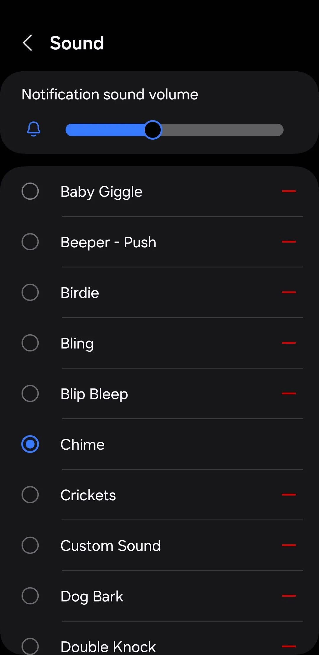 Giao diện cài đặt âm thanh thông báo trên Android, cho phép người dùng tùy chỉnh nhạc chuông và âm báo riêng biệt cho từng ứng dụng hoặc liên hệ, giúp dễ dàng nhận biết thông báo quan trọng.