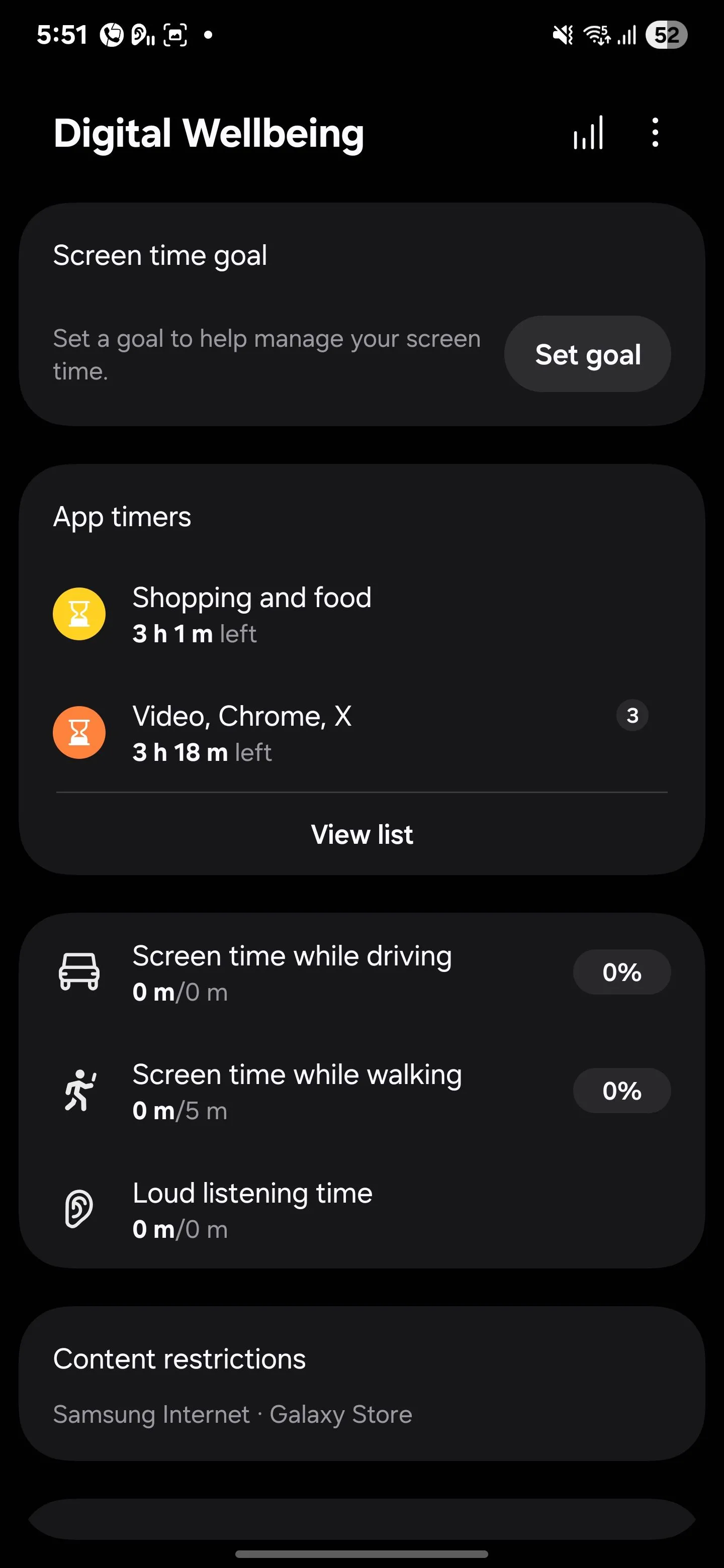 Giao diện cài đặt Bộ hẹn giờ ứng dụng (App Timers) trong Digital Wellbeing của Samsung để giới hạn thời gian sử dụng.