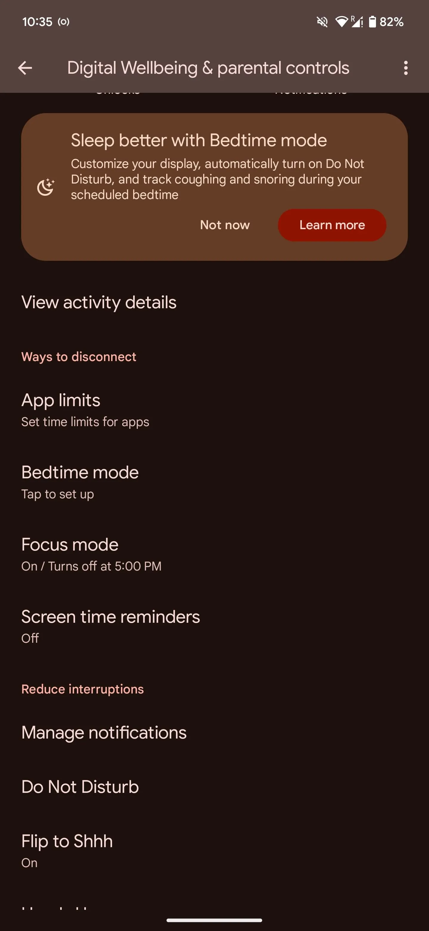 Giao diện cài đặt và tùy chọn Chế độ Tập trung (Focus Mode) trên Android.