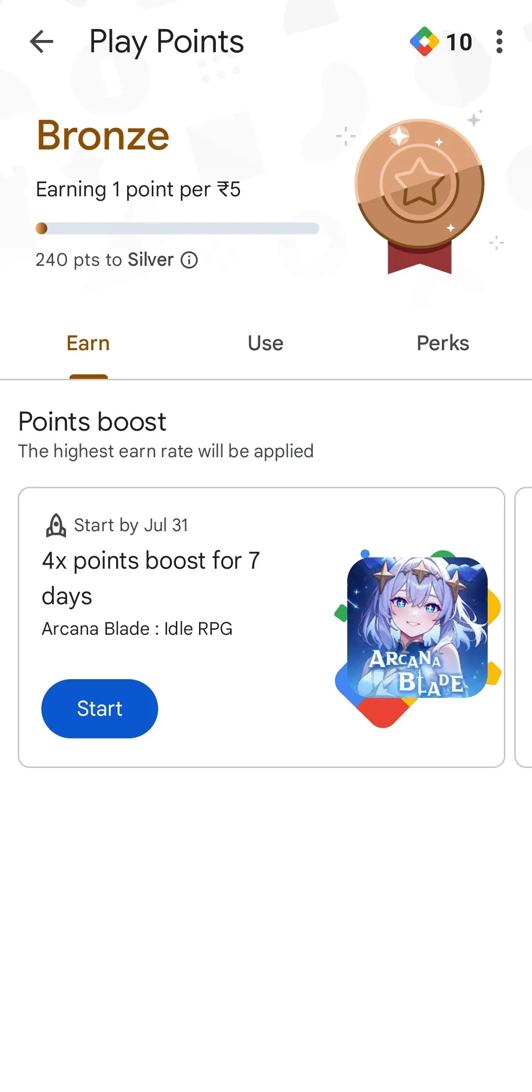 Giao diện chương trình Google Play Points trong CH Play, hiển thị tùy chọn để người dùng tham gia và tích lũy điểm thưởng từ các giao dịch.