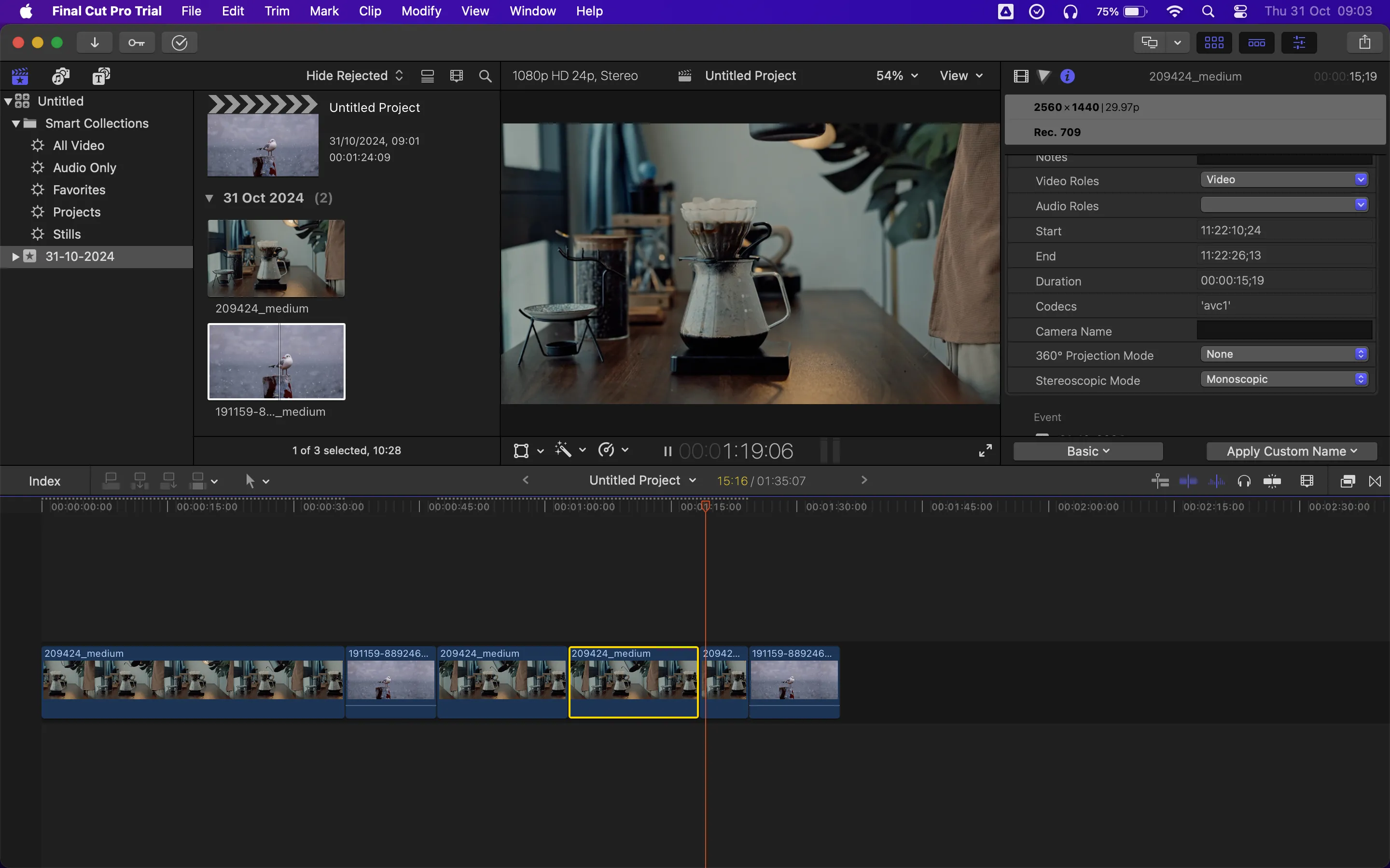 Giao diện Final Cut Pro với timeline chỉnh sửa video, thể hiện sức mạnh của phần mềm biên tập chuyên nghiệp trên Mac.
