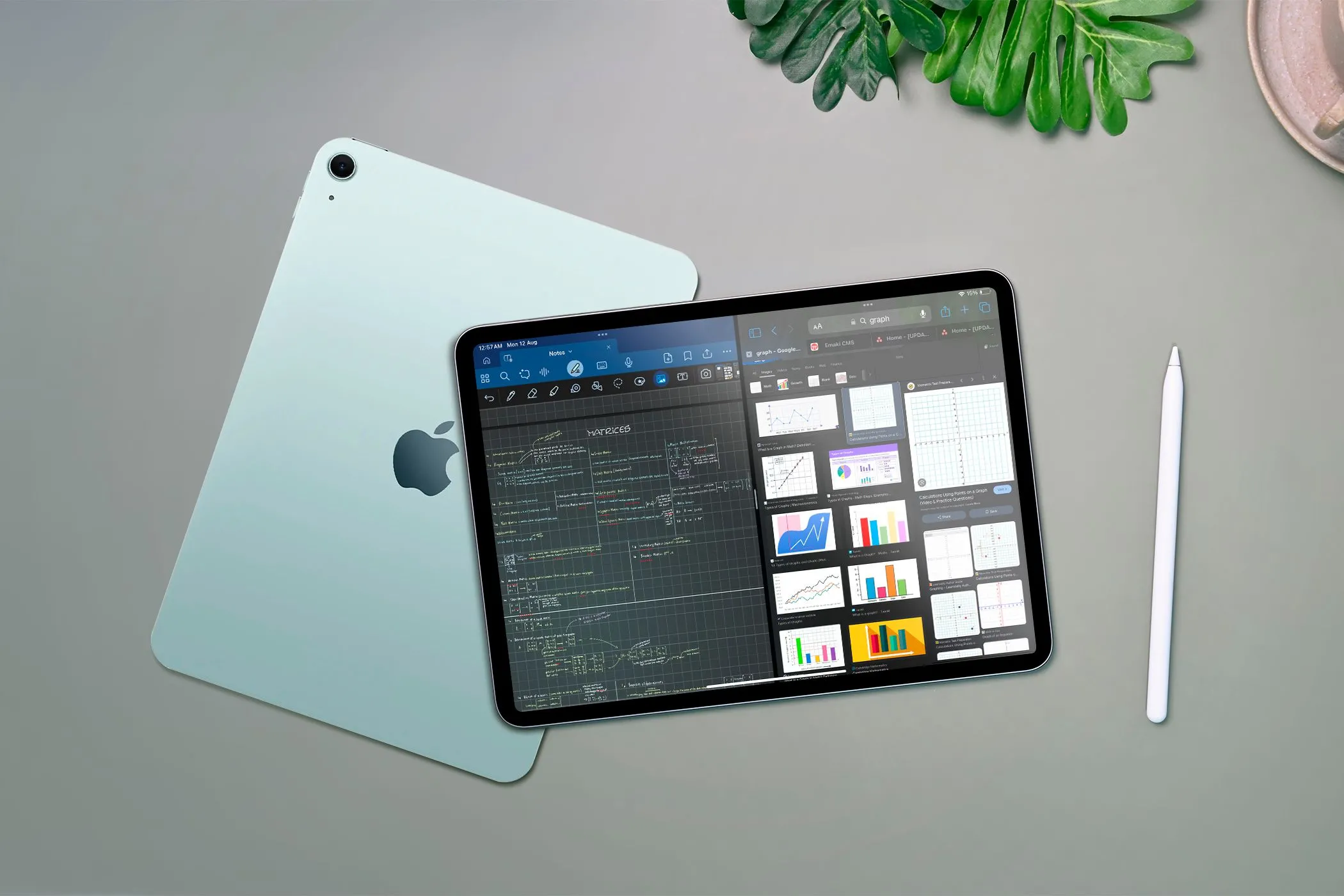 Giao diện iPad hiển thị hai ứng dụng chia đôi màn hình, minh họa khả năng đa nhiệm của iPadOS
