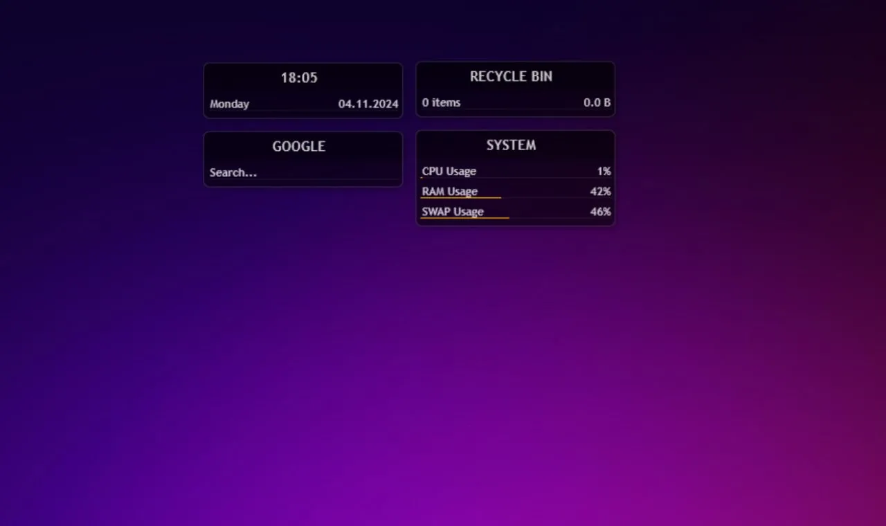 Giao diện mặc định Rainmeter với skin Illustro cơ bản