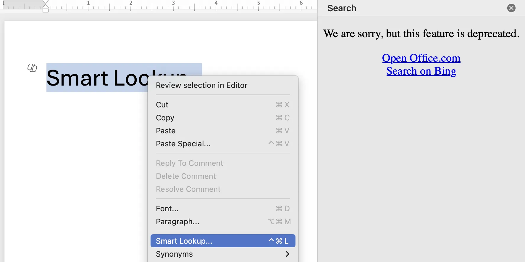 Giao diện Microsoft Word với menu chuột phải mở ra, hiển thị tùy chọn Smart Lookup (tra cứu thông minh).