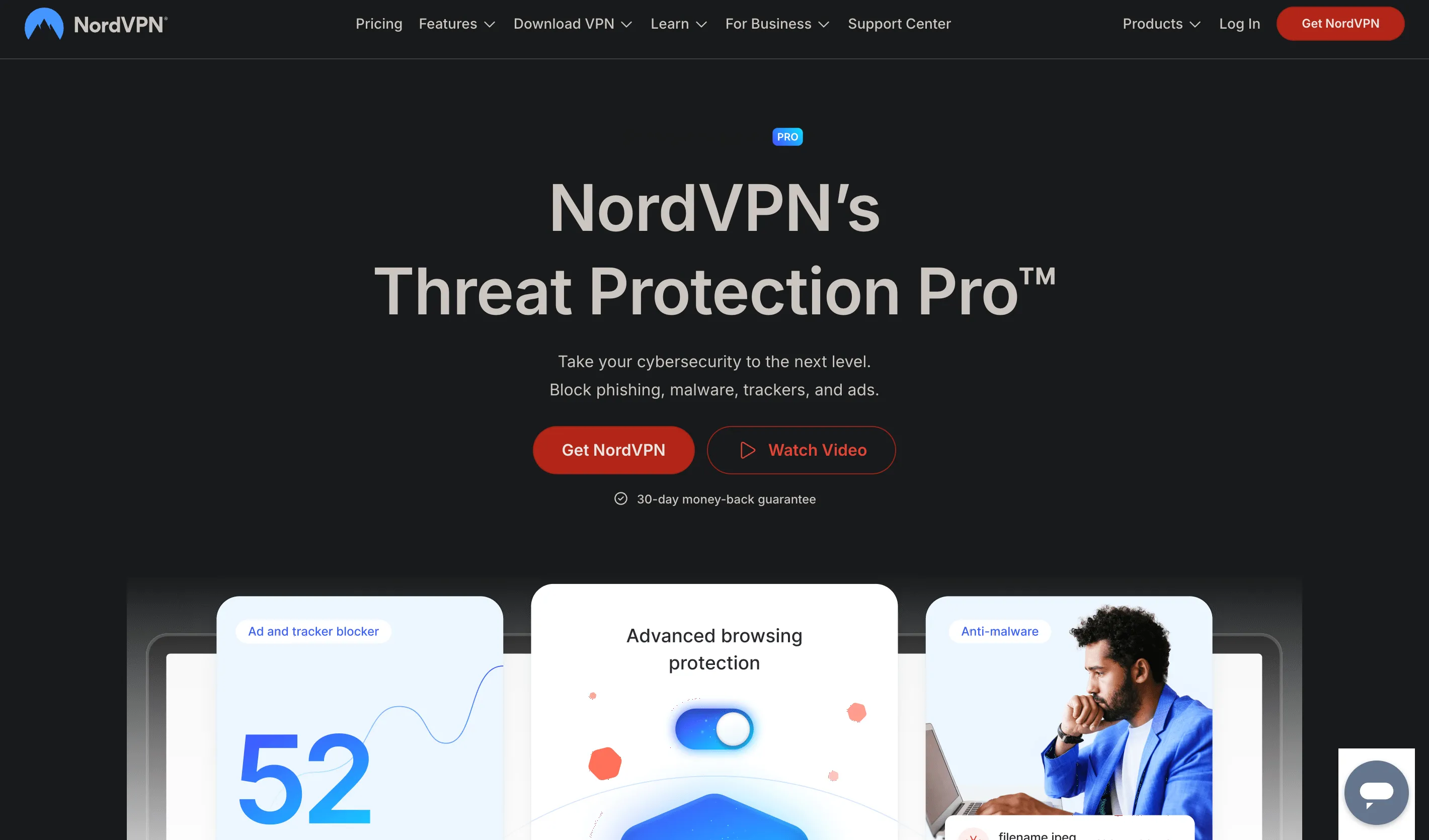 Giao diện tính năng Threat Protection Pro của NordVPN cho thấy khả năng bảo vệ toàn diện.
