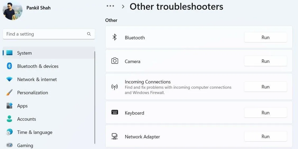 Giao diện trình gỡ rối Bluetooth tích hợp trên Windows 11