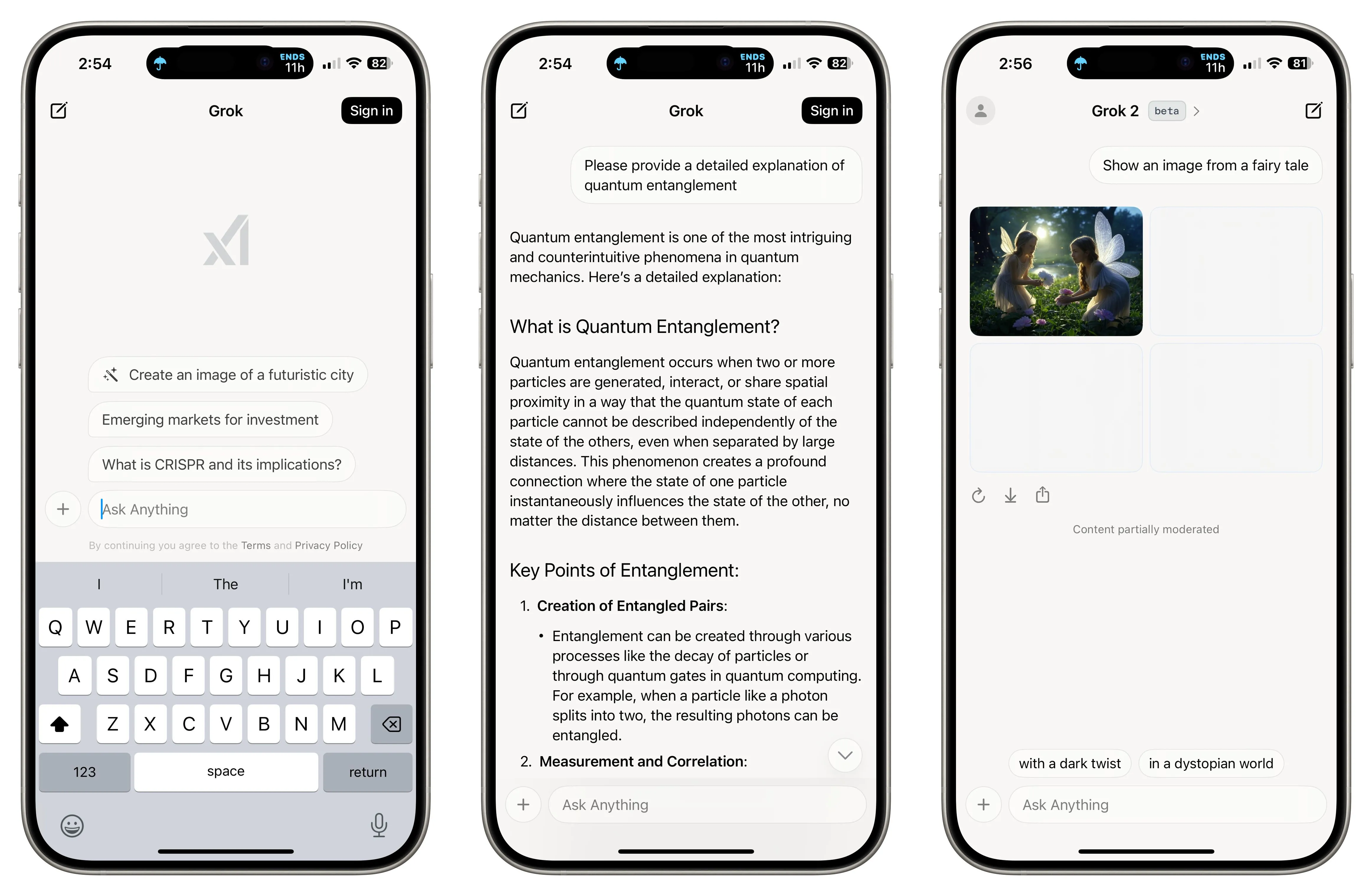 Giao diện ứng dụng Grok AI độc lập đang được sử dụng trên iPhone.