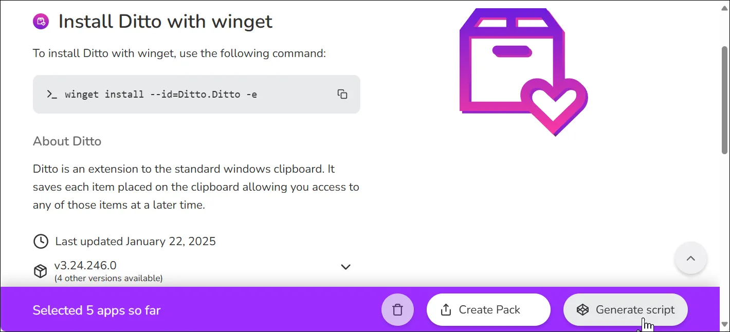 Giao diện ứng dụng web Winstall giúp tạo script cài đặt hàng loạt ứng dụng tự động trên Windows