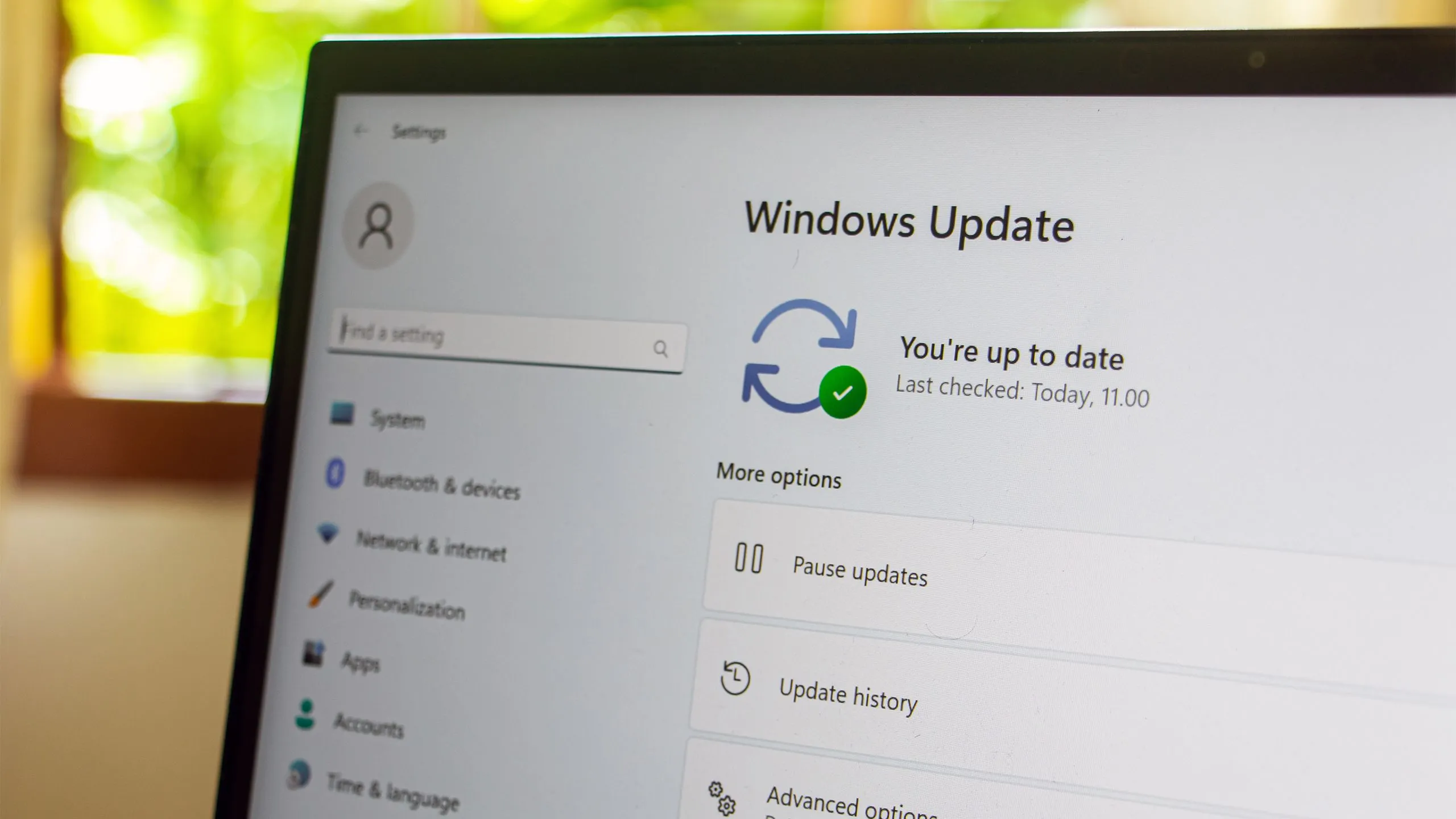 Giao diện Windows Update trong ứng dụng Cài đặt của Windows 11, hiển thị trạng thái cập nhật hệ thống