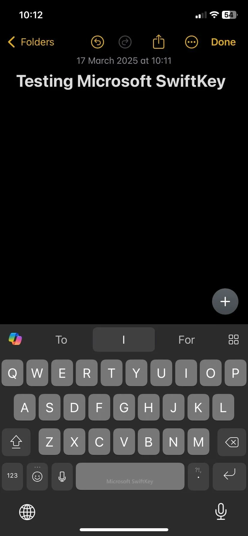 Gõ văn bản với Microsoft SwiftKey trên Ghi chú