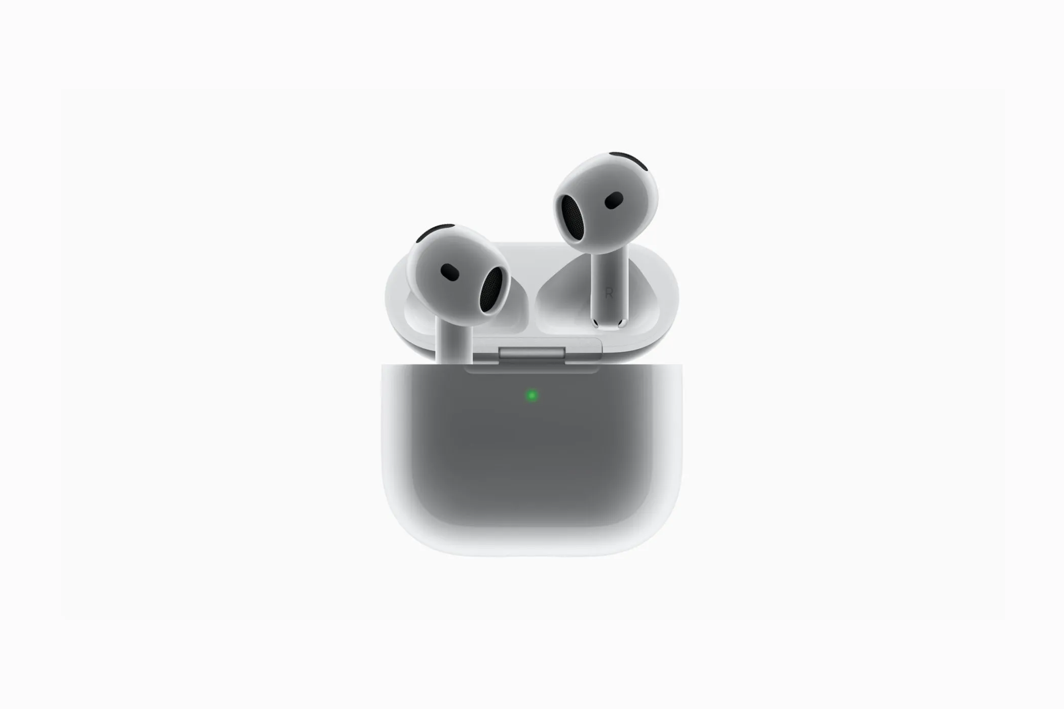 Hộp sạc và tai nghe Apple AirPods 4 màu trắng