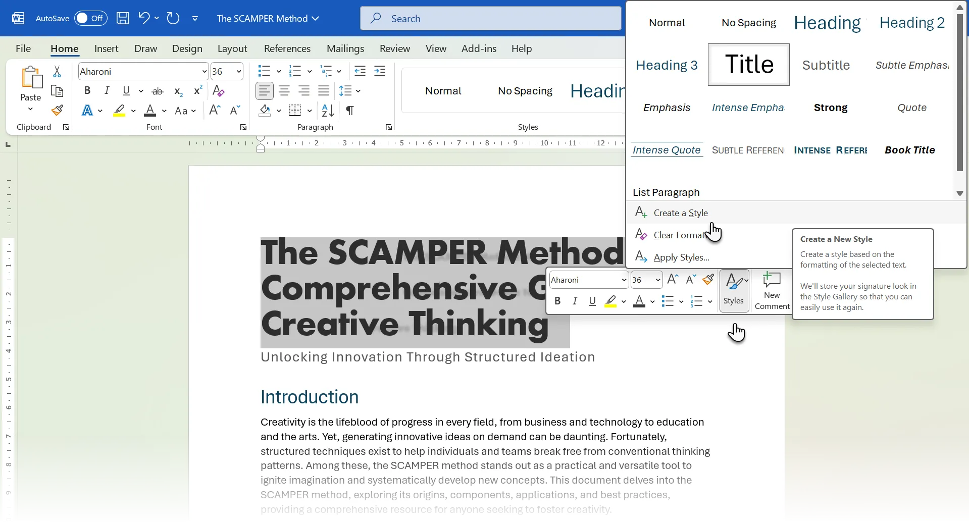 Hộp thoại &quot;Create New Style from Formatting&quot; để tạo kiểu định dạng mới trong Microsoft Word