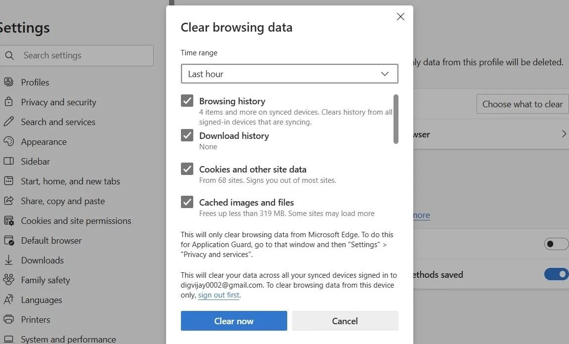 Hướng dẫn xóa lịch sử duyệt web và dữ liệu trình duyệt trên Microsoft Edge để tránh bị phát hiện