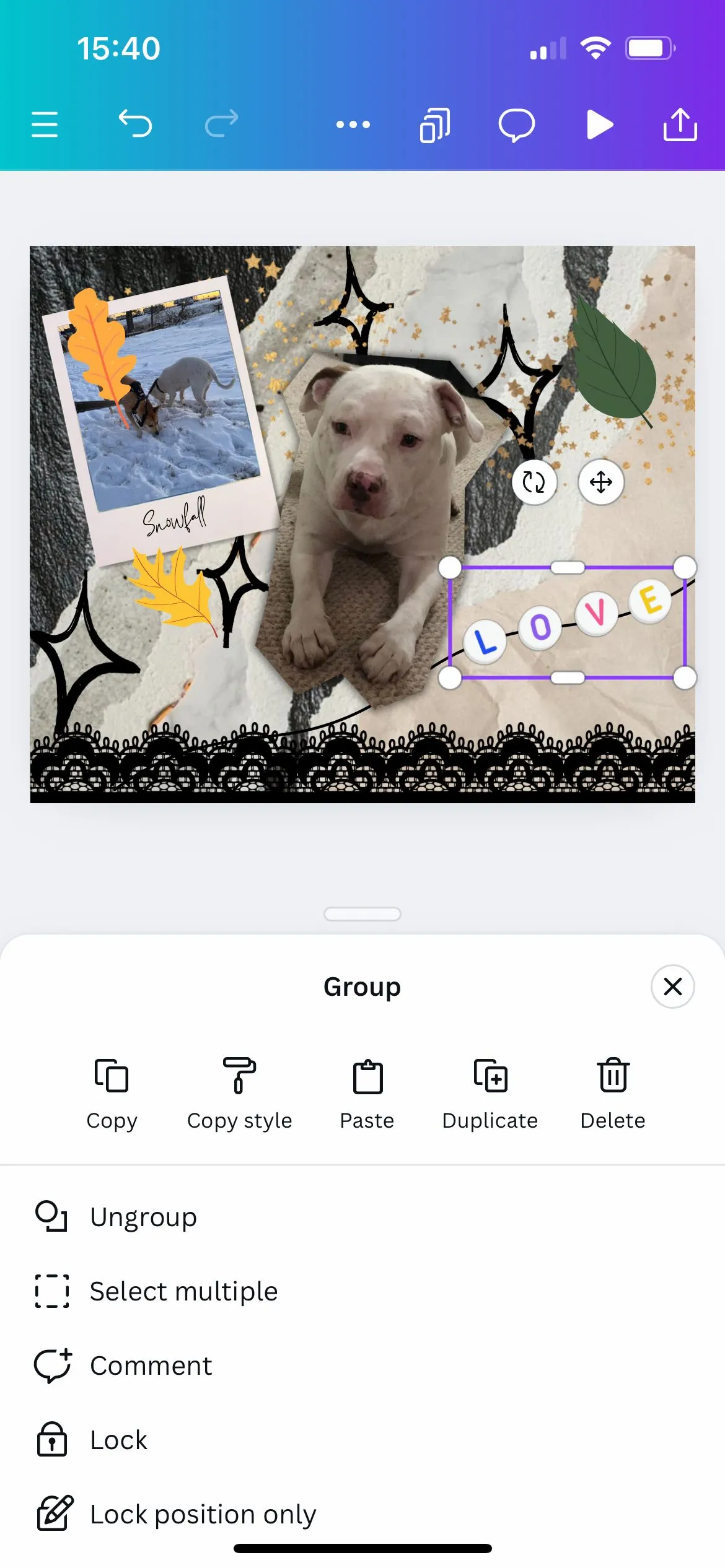 Hủy nhóm các yếu tố trong Canva 002