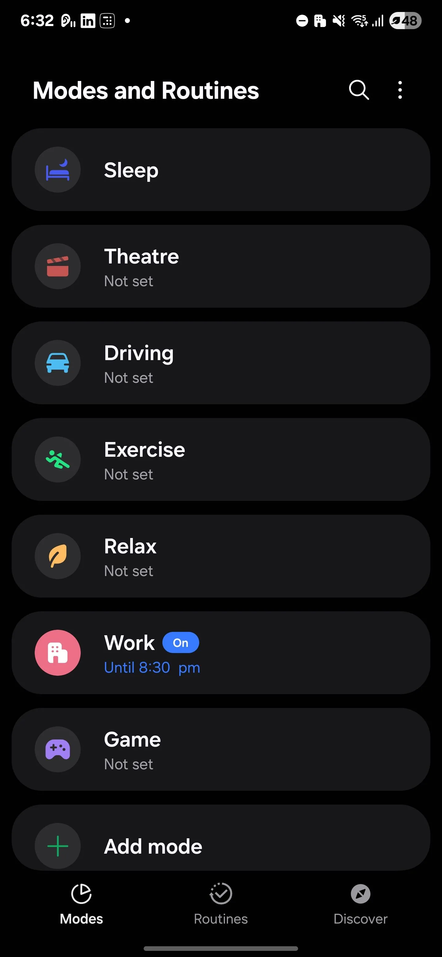 Kích hoạt Chế độ Tập trung (Focus Mode) trong phần Chế độ và Quy trình (Modes and Routines) của Samsung.