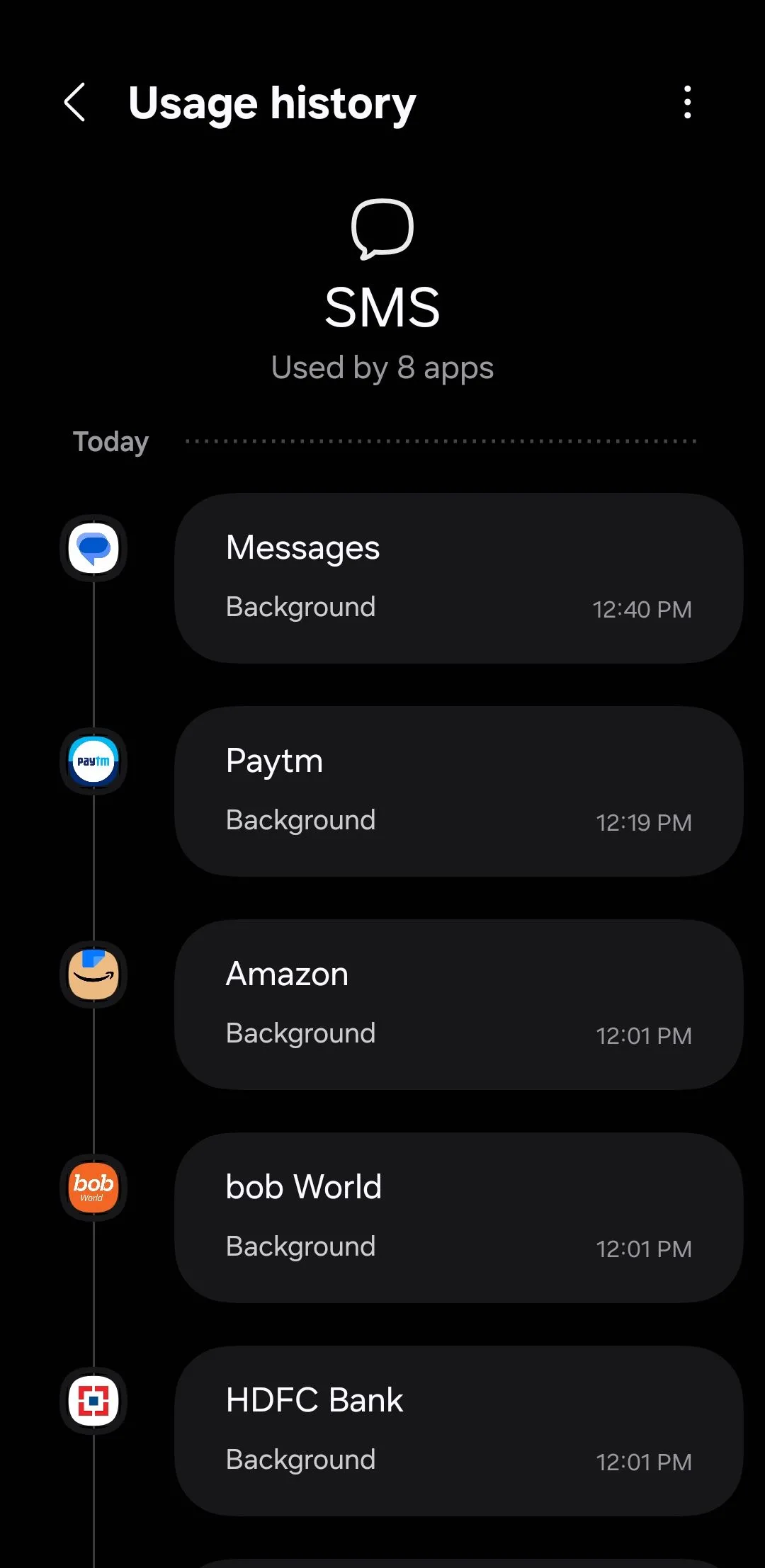 Kiểm tra ứng dụng đã sử dụng quyền SMS trong cài đặt bảo mật điện thoại Samsung Galaxy